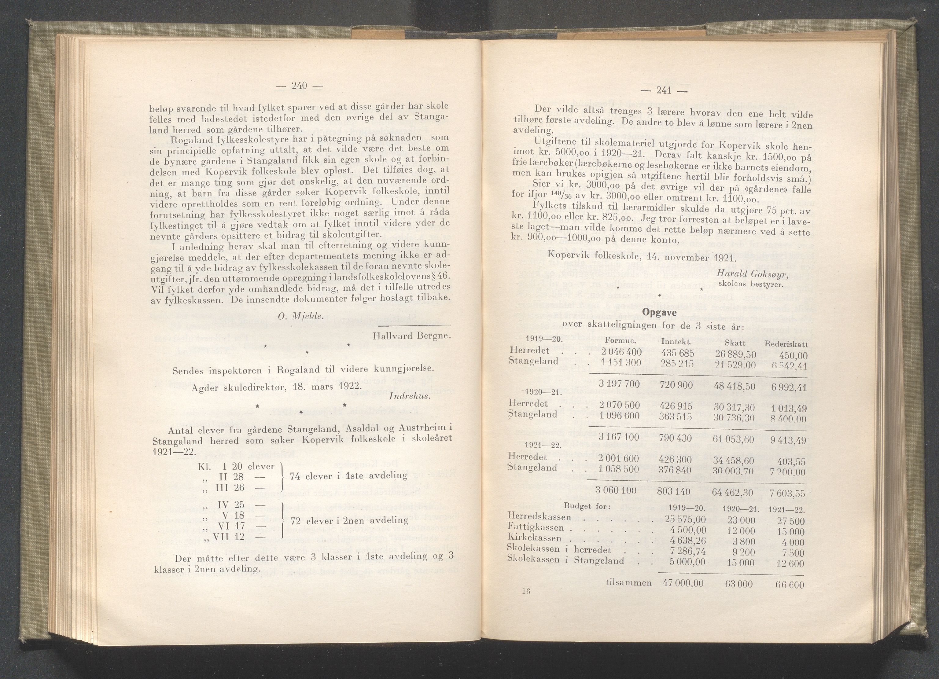 Rogaland fylkeskommune - Fylkesrådmannen , IKAR/A-900/A/Aa/Aaa/L0041: Møtebok , 1922, p. 240-241