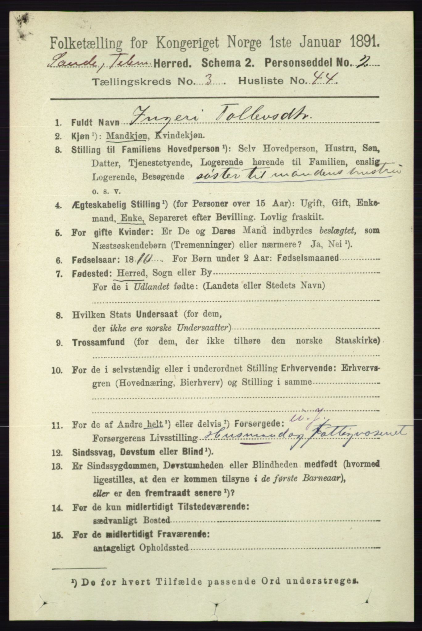 RA, 1891 census for 0822 Sauherad, 1891, p. 955