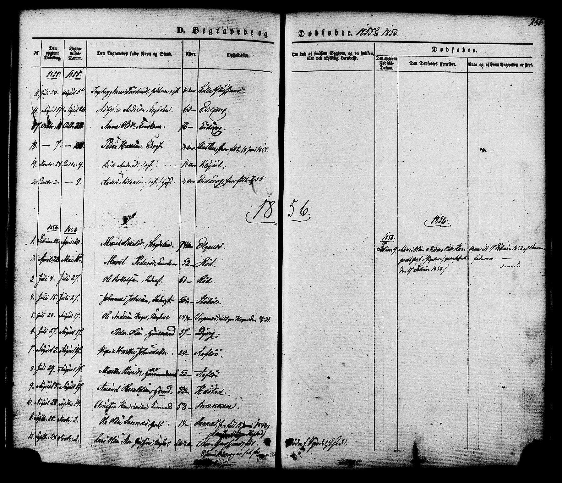 Ministerialprotokoller, klokkerbøker og fødselsregistre - Møre og Romsdal, AV/SAT-A-1454/551/L0625: Parish register (official) no. 551A05, 1846-1879, p. 256