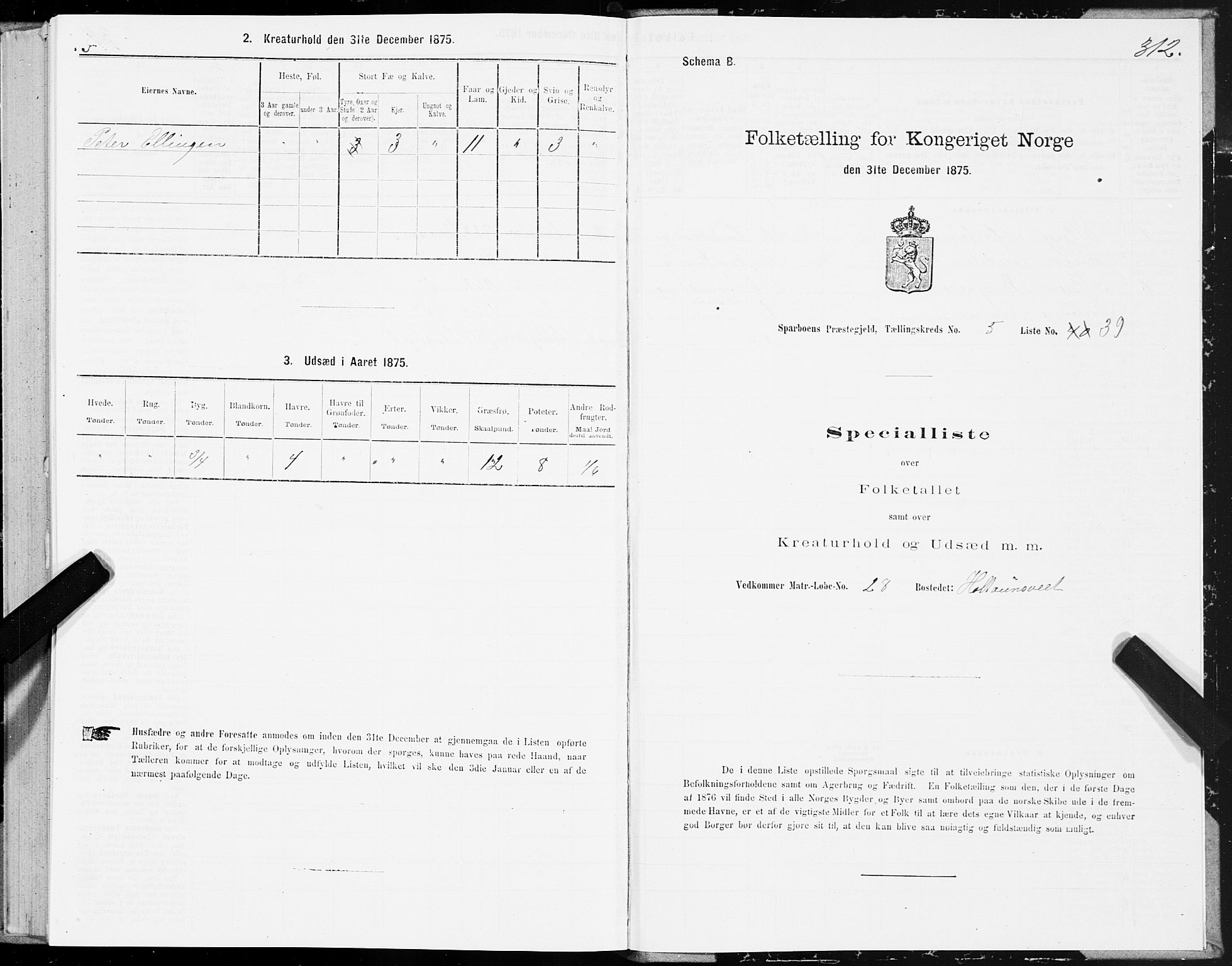 SAT, 1875 census for 1731P Sparbu, 1875, p. 2312