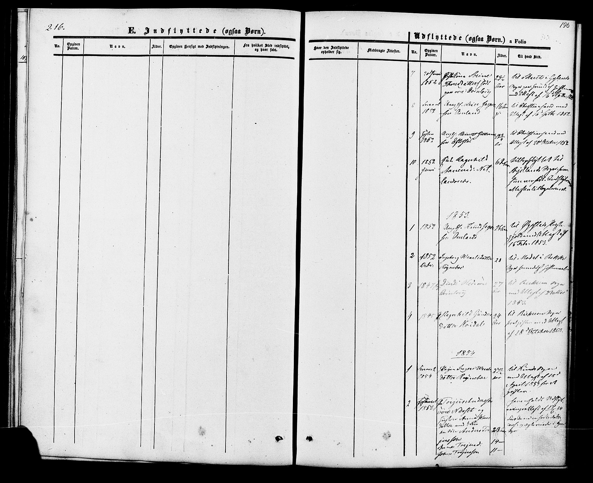 Fjotland sokneprestkontor, AV/SAK-1111-0010/F/Fa/L0001: Parish register (official) no. A 1, 1850-1879, p. 196