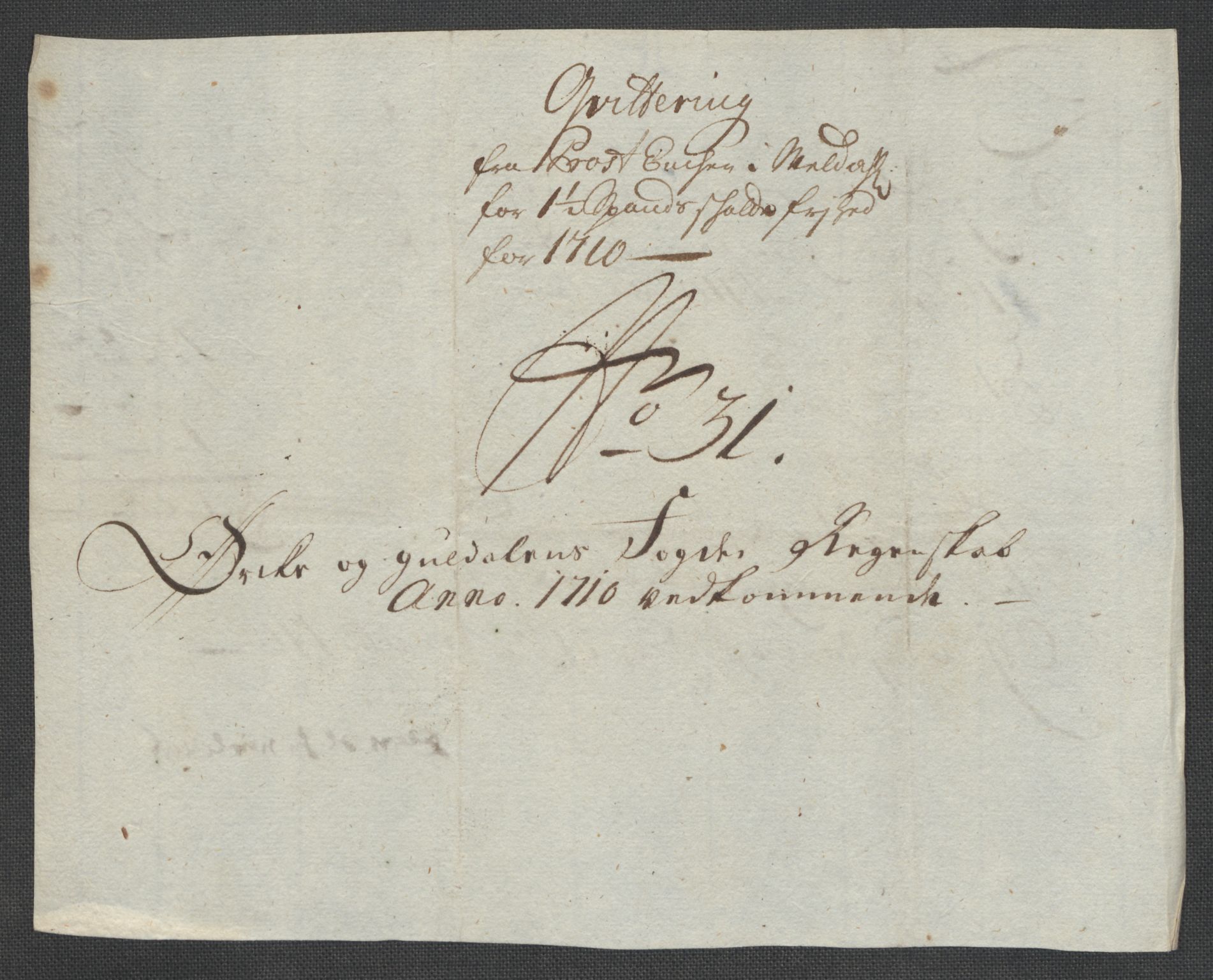 Rentekammeret inntil 1814, Reviderte regnskaper, Fogderegnskap, AV/RA-EA-4092/R60/L3960: Fogderegnskap Orkdal og Gauldal, 1710, p. 333