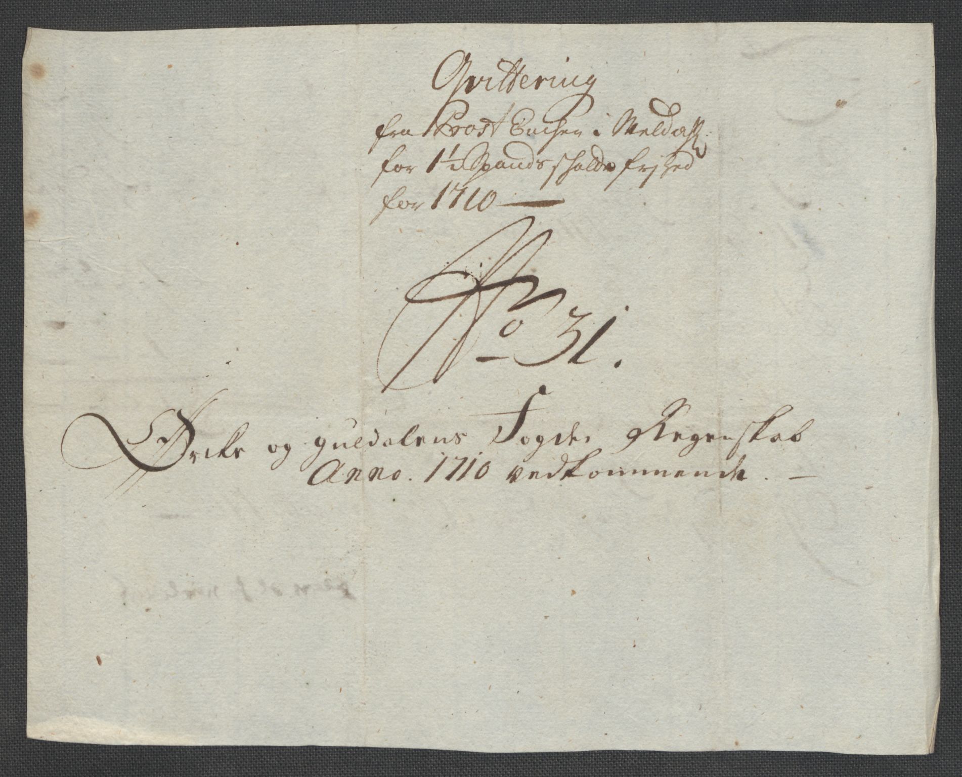 Rentekammeret inntil 1814, Reviderte regnskaper, Fogderegnskap, RA/EA-4092/R60/L3960: Fogderegnskap Orkdal og Gauldal, 1710, p. 333