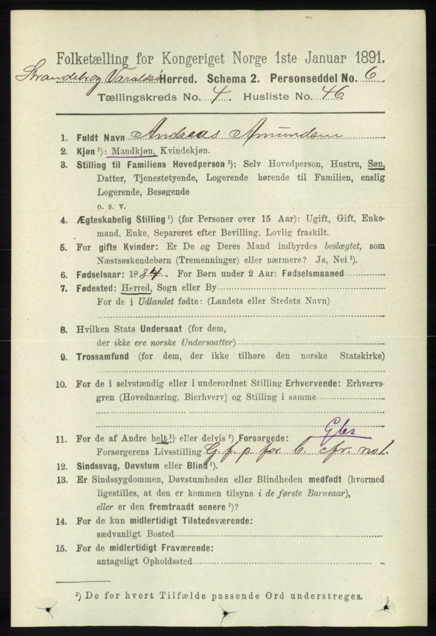 RA, 1891 census for 1226 Strandebarm og Varaldsøy, 1891, p. 1708