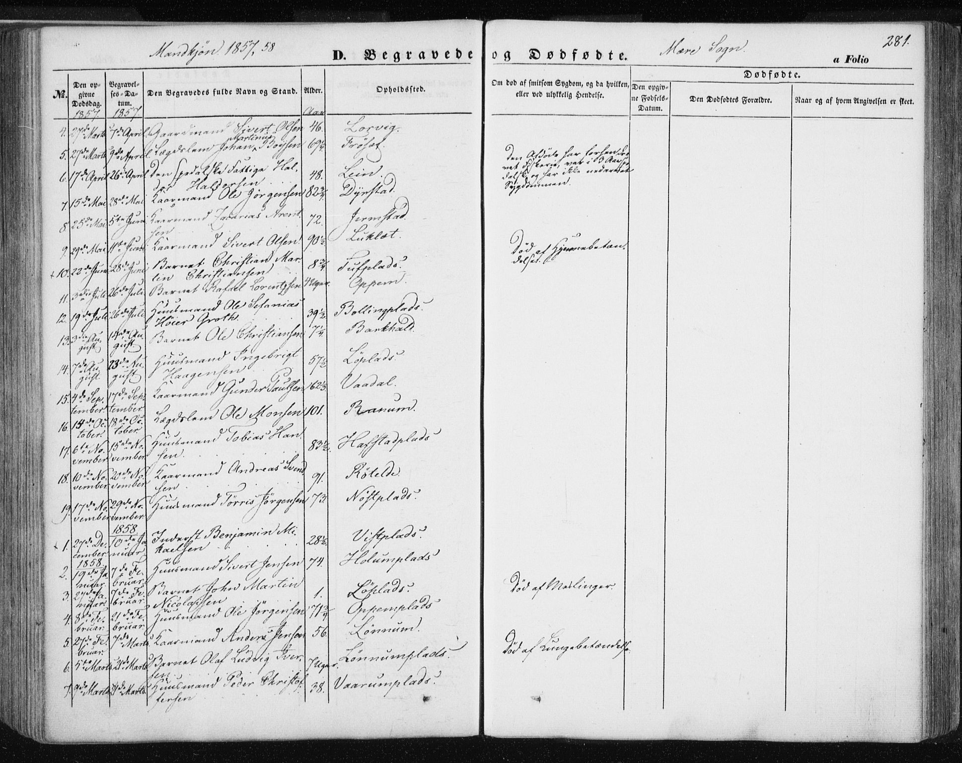 Ministerialprotokoller, klokkerbøker og fødselsregistre - Nord-Trøndelag, SAT/A-1458/735/L0342: Parish register (official) no. 735A07 /1, 1849-1862, p. 281