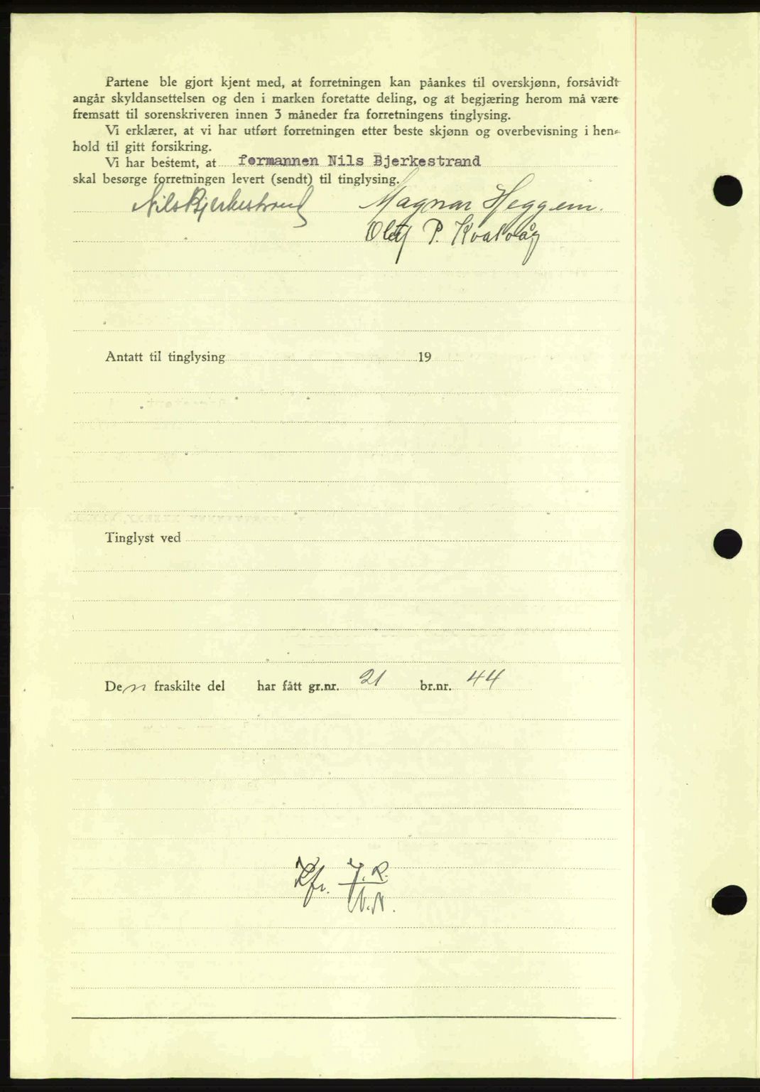 Nordmøre sorenskriveri, AV/SAT-A-4132/1/2/2Ca: Mortgage book no. A92, 1942-1942, Diary no: : 1535/1942