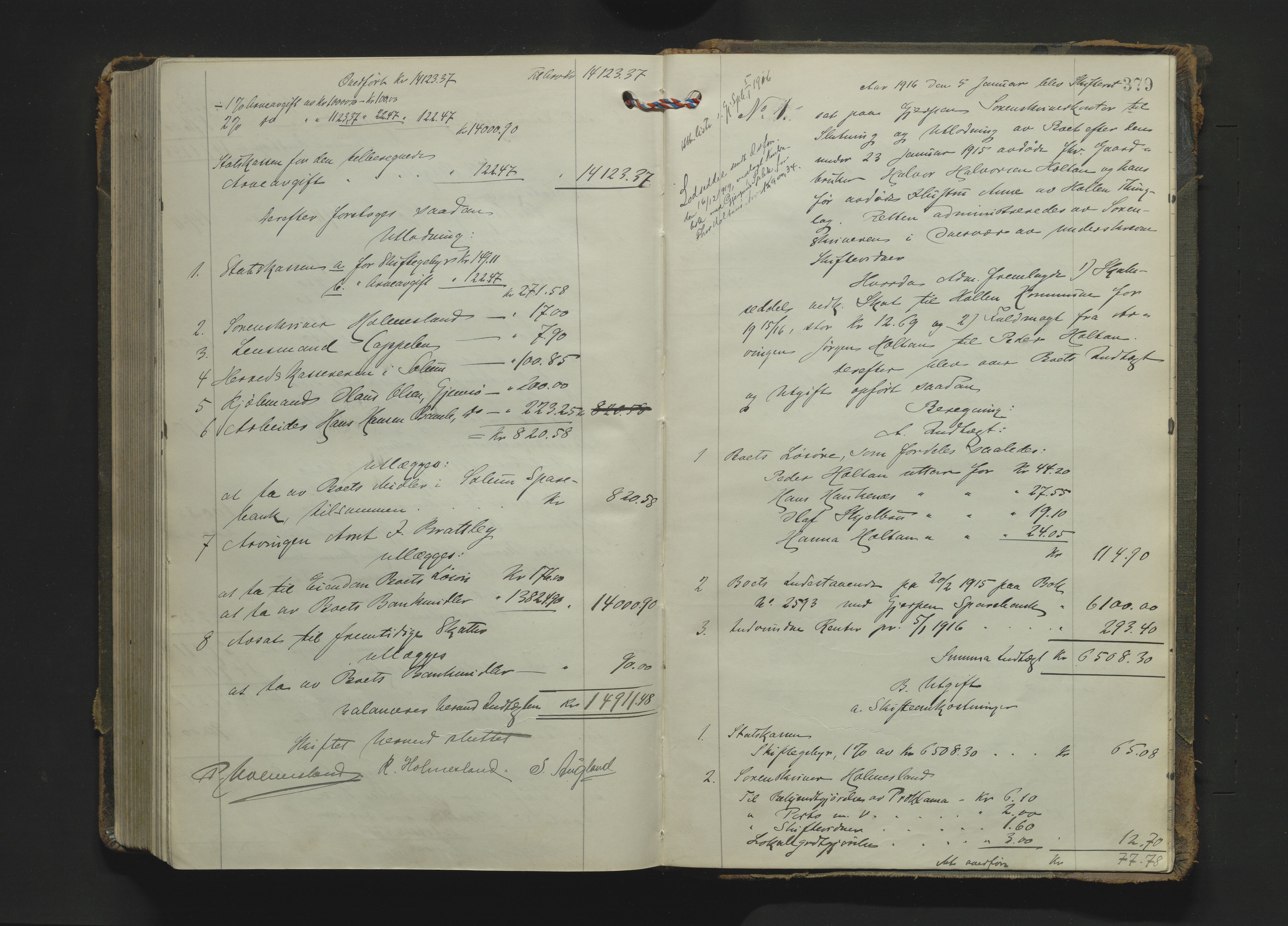 Gjerpen sorenskriveri, SAKO/A-216/H/Hb/Hbc/Hbca/L0004: Skifteutlodningsprotokoll, Sorenskriveriet, 1904-1916, p. 378b-379a