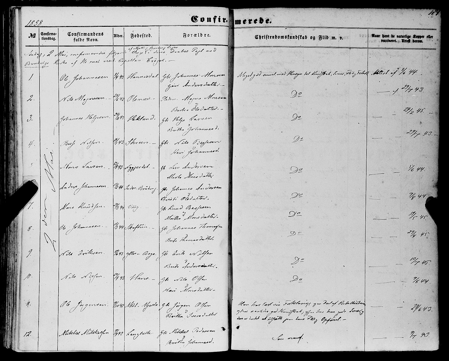 Haus sokneprestembete, SAB/A-75601/H/Haa: Parish register (official) no. A 17, 1858-1870, p. 184