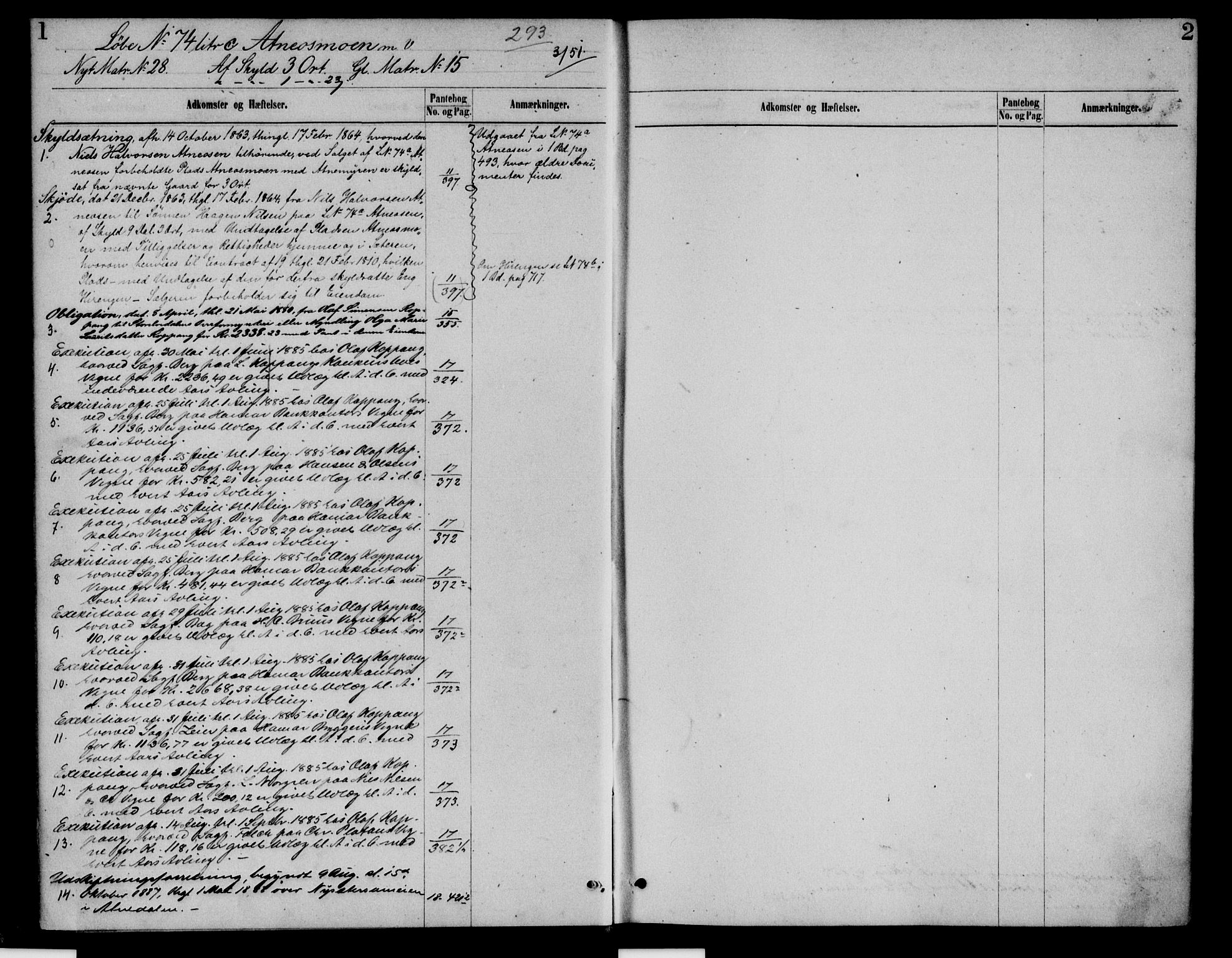 Sør-Østerdal sorenskriveri, SAH/TING-018/H/Ha/Had/L0057: Mortgage register no. 2, 1800-1894, p. 1-2
