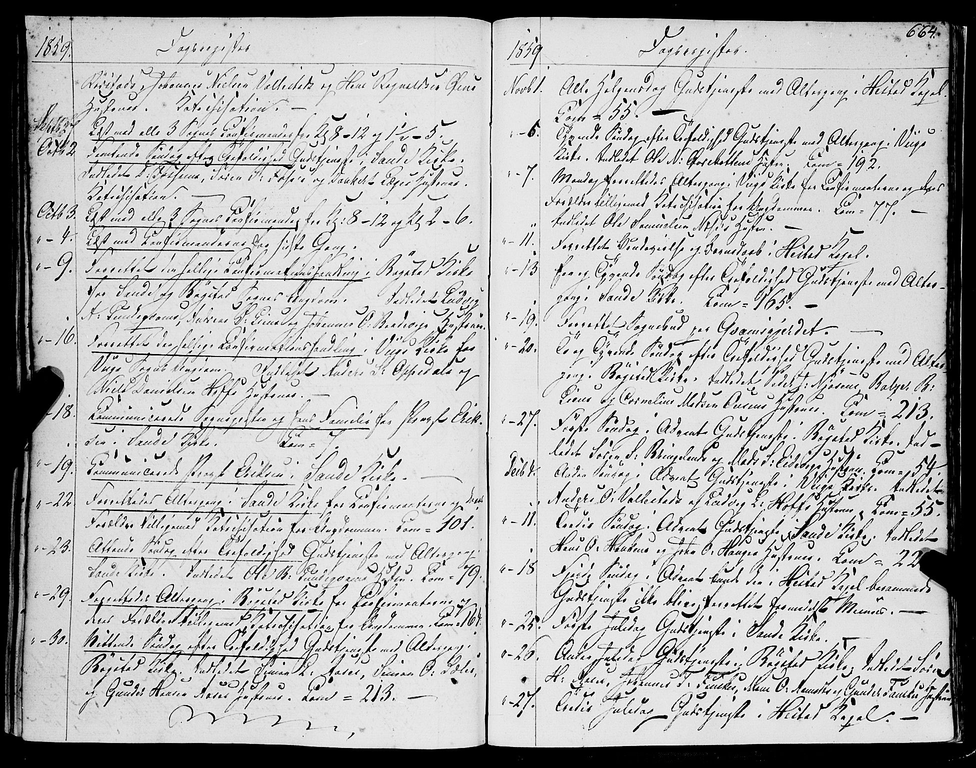 Gaular sokneprestembete, SAB/A-80001/H/Haa: Parish register (official) no. A 4II, 1841-1859, p. 664