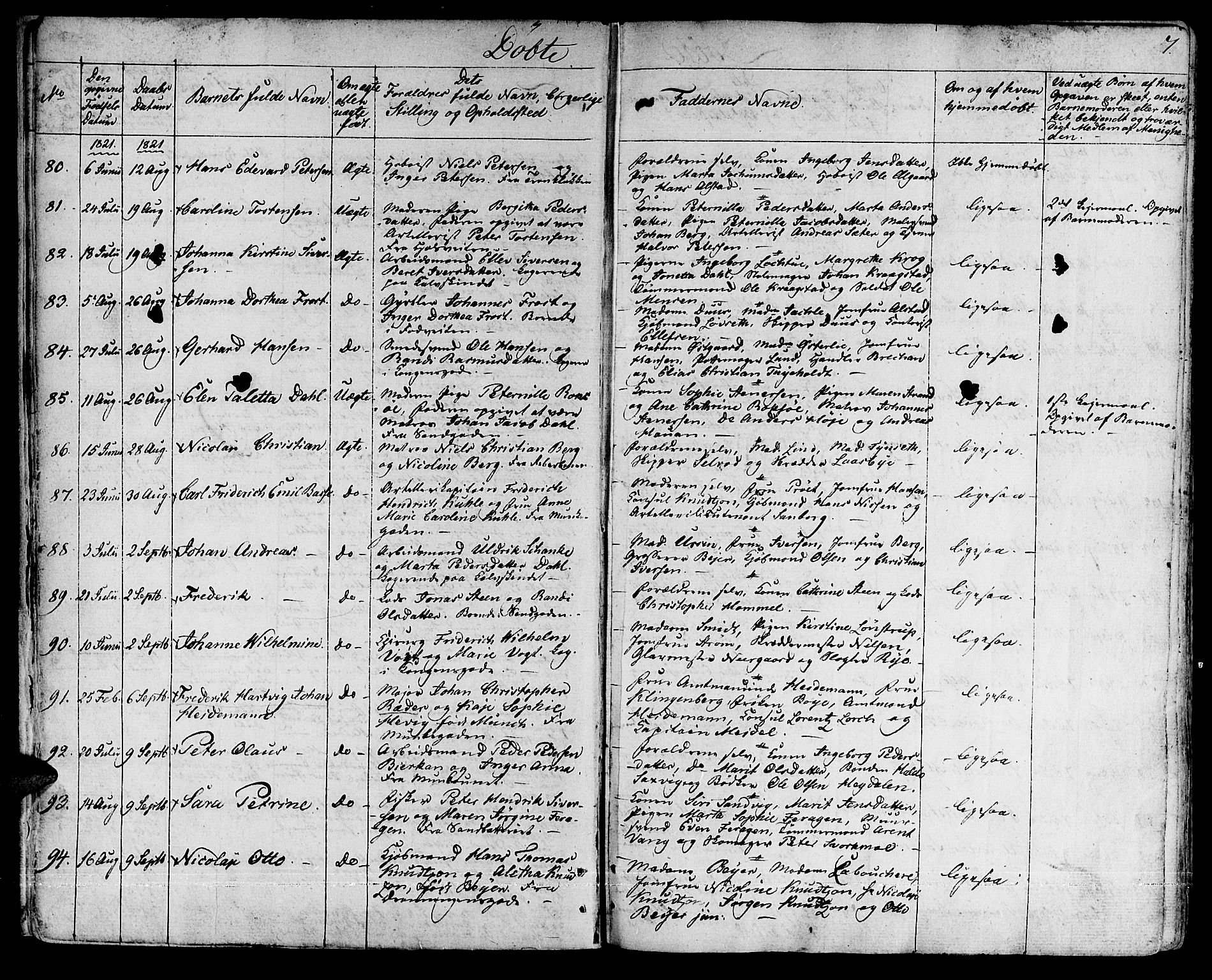 Ministerialprotokoller, klokkerbøker og fødselsregistre - Sør-Trøndelag, SAT/A-1456/601/L0045: Parish register (official) no. 601A13, 1821-1831, p. 7