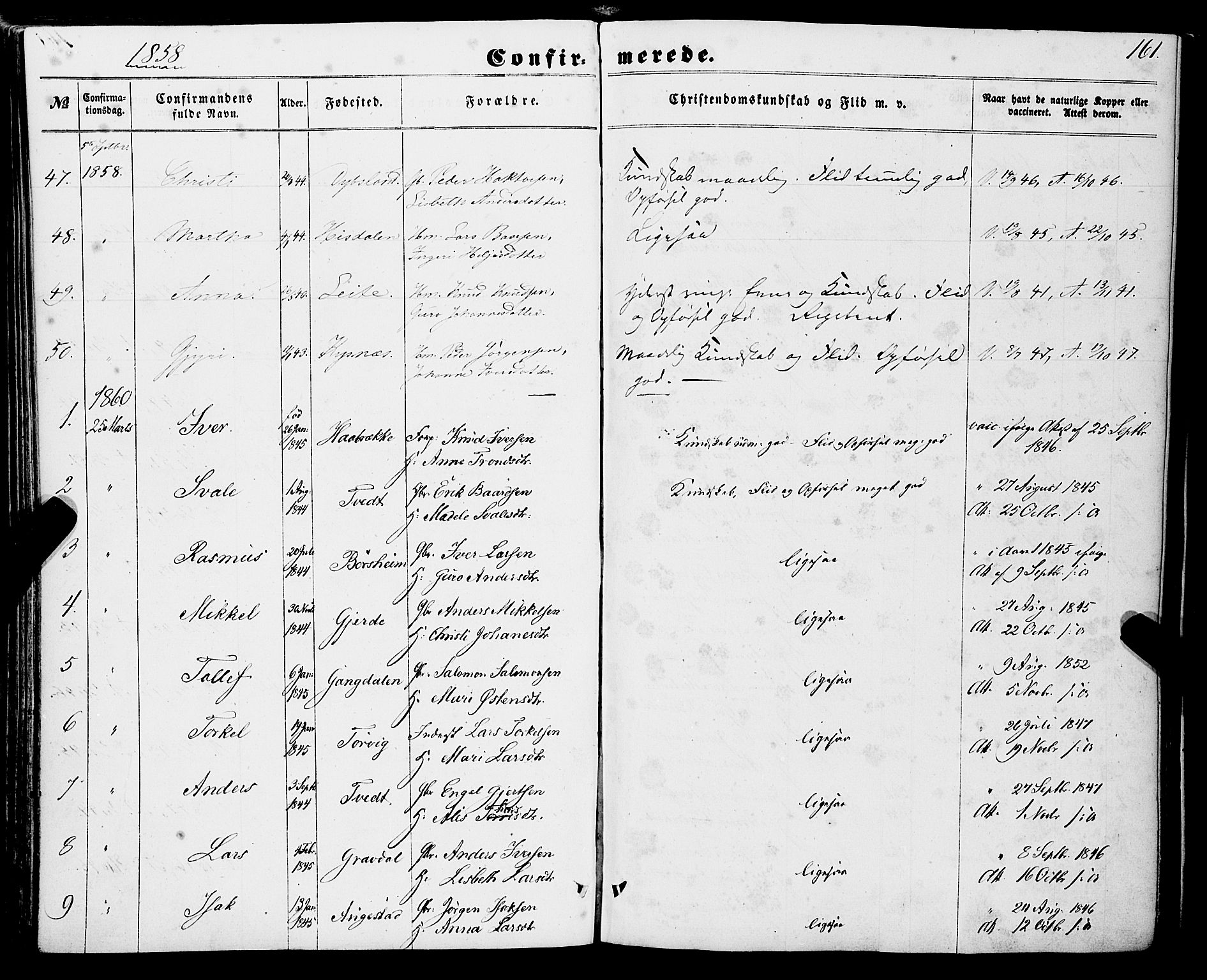 Strandebarm sokneprestembete, AV/SAB-A-78401/H/Haa: Parish register (official) no. A 8, 1858-1872, p. 161