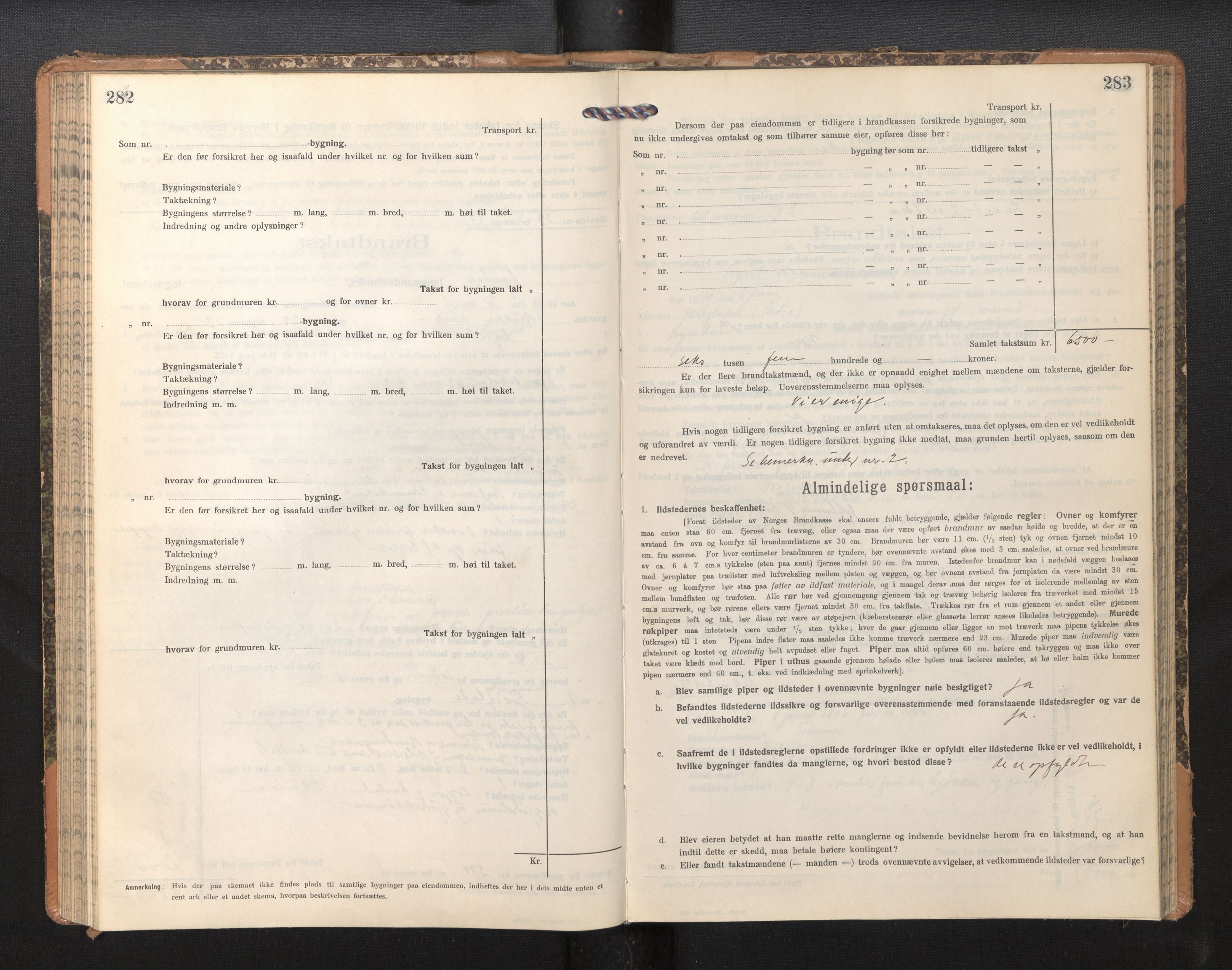 Lensmannen i Sogndal, AV/SAB-A-29901/0012/L0011: Branntakstprotokoll, skjematakst, 1914-1922, p. 282-283