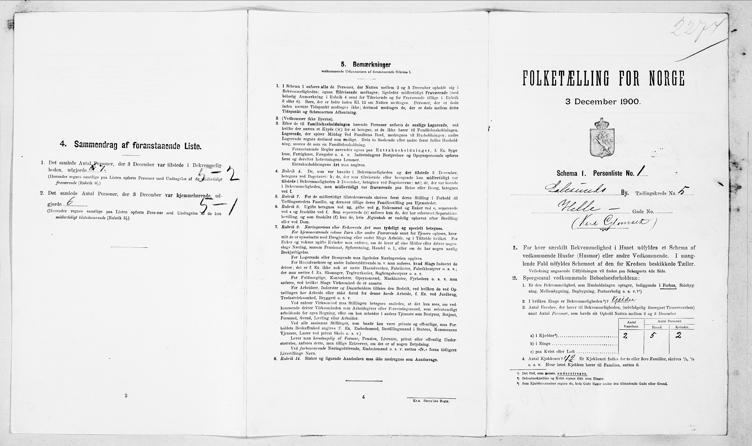 SAT, 1900 census for Ålesund, 1900, p. 1329