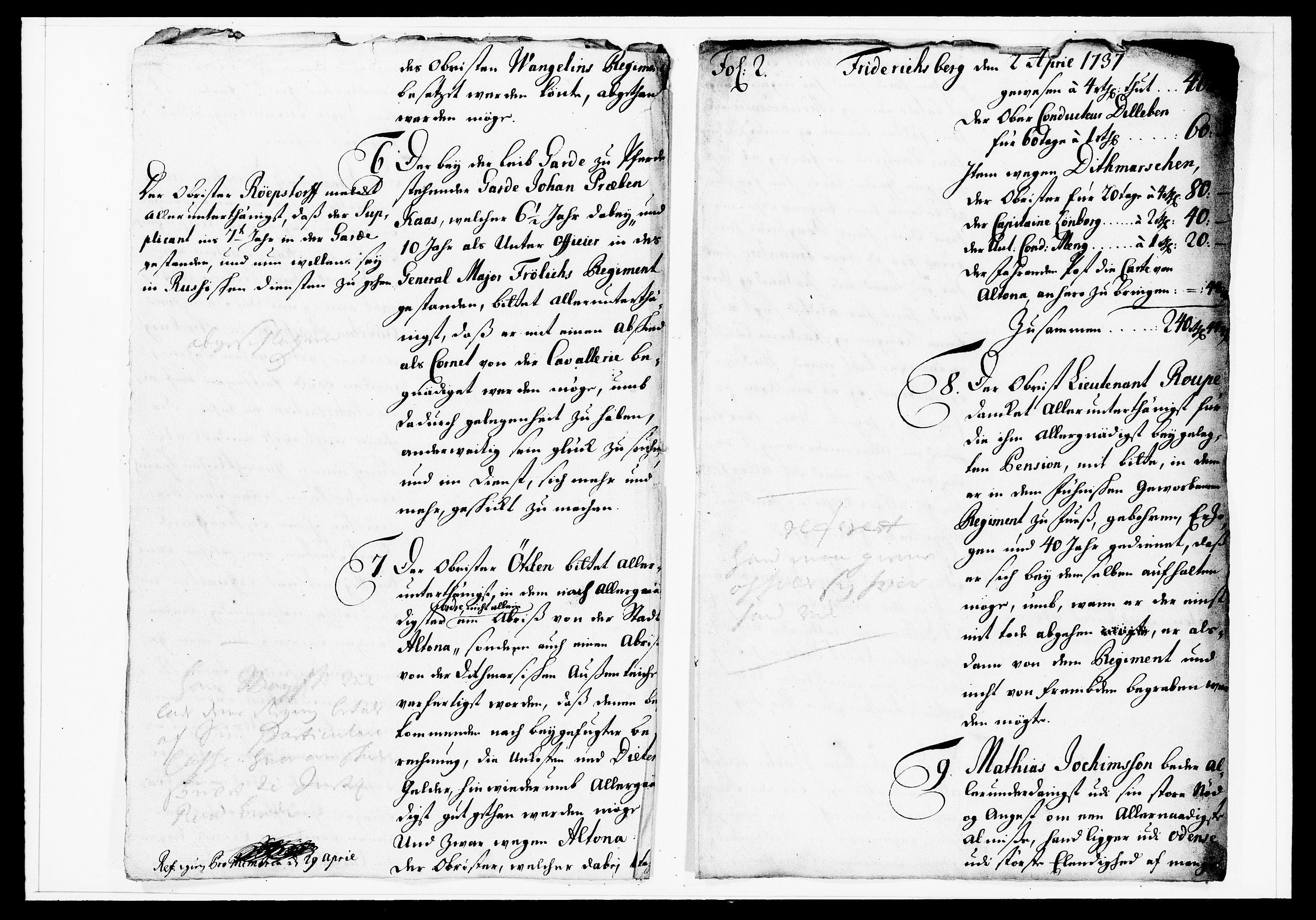 Krigskollegiet, Krigskancelliet, DRA/A-0006/-/1138-1142: Refererede sager, 1737, p. 118