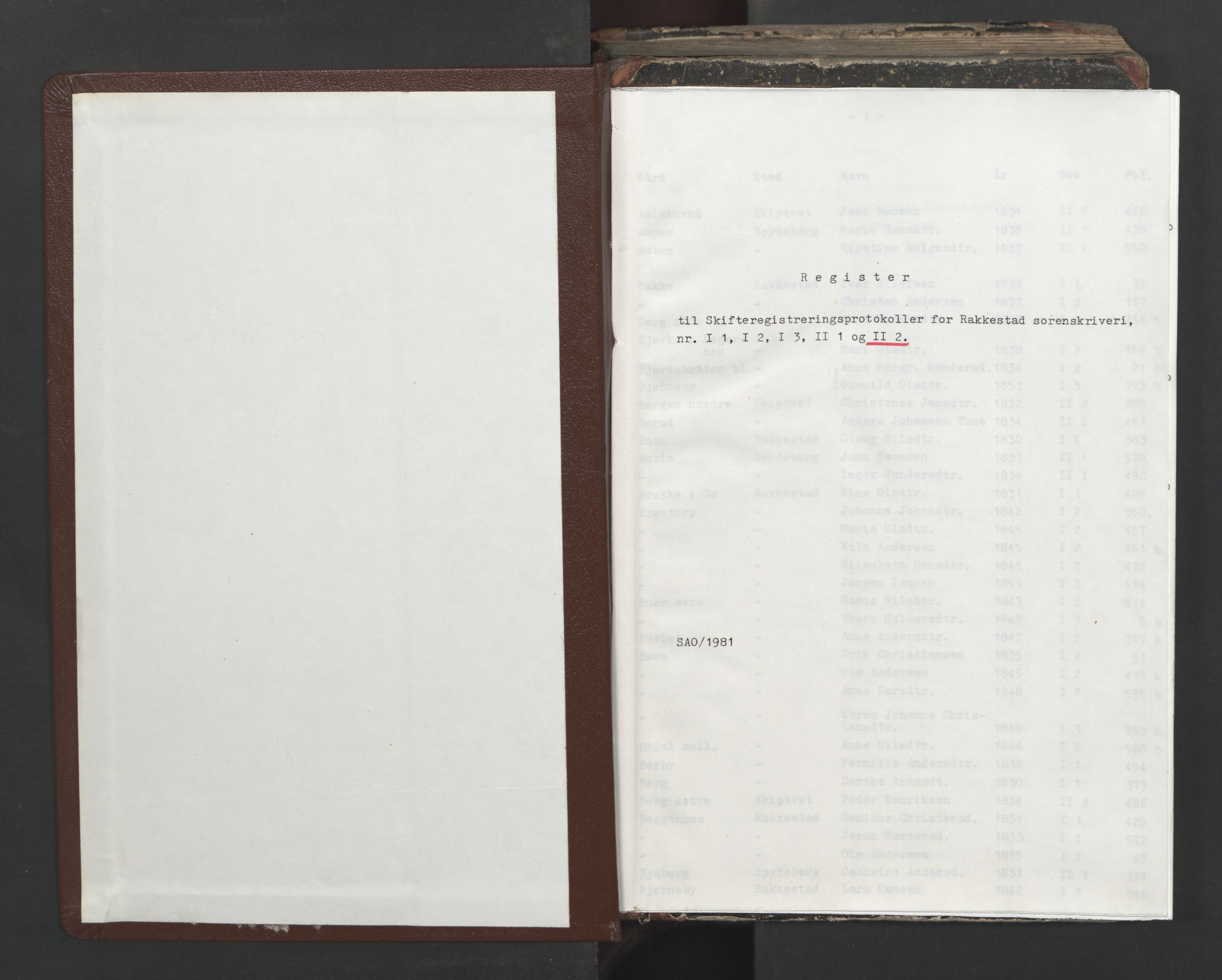 Rakkestad sorenskriveri, SAO/A-10686/H/Hc/Hcb/L0002: Skifteregistreringsprotokoller, 1824-1836