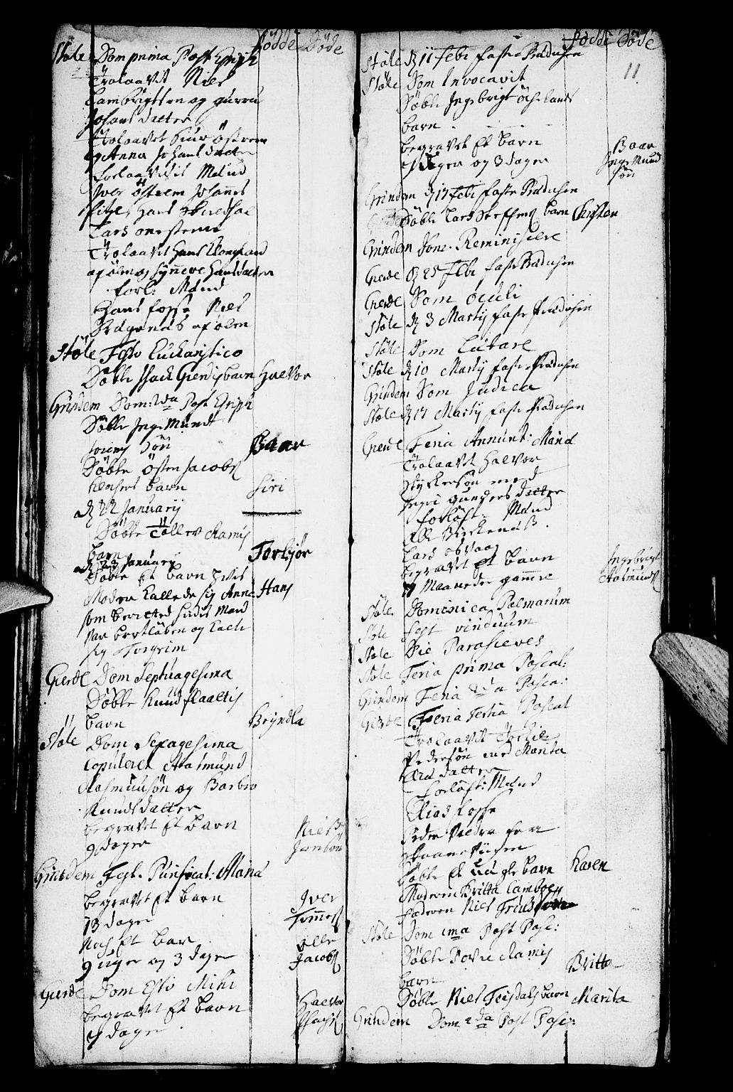 Etne sokneprestembete, SAB/A-75001/H/Haa: Parish register (official) no. A 2, 1725-1755, p. 11