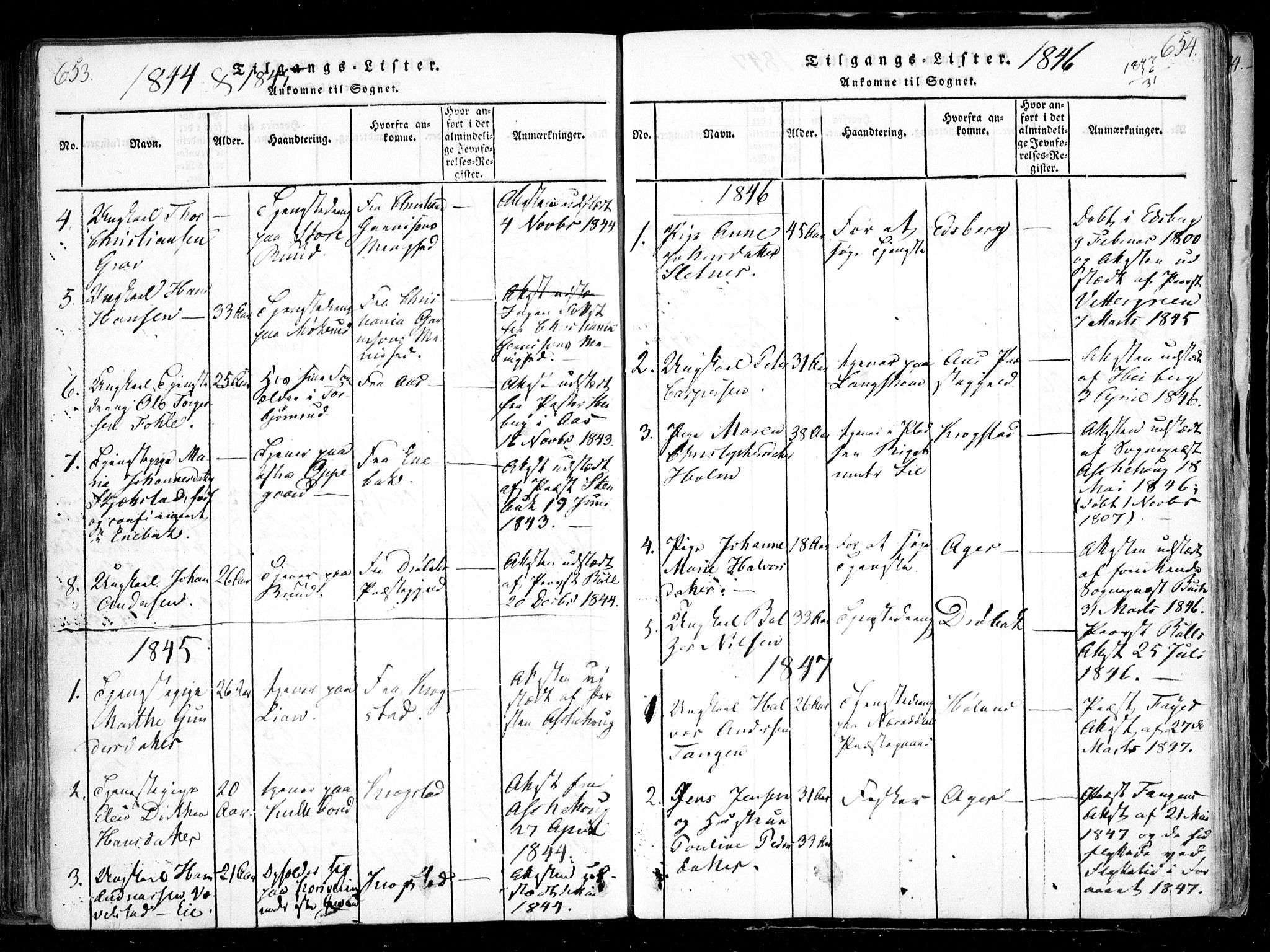 Nesodden prestekontor Kirkebøker, SAO/A-10013/F/Fa/L0006: Parish register (official) no. I 6, 1814-1847, p. 653-654