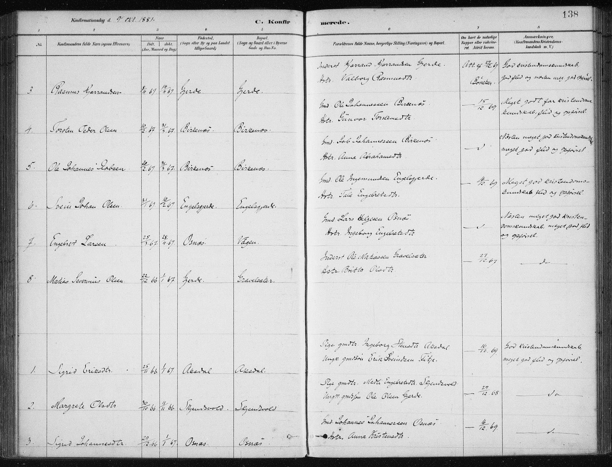 Etne sokneprestembete, AV/SAB-A-75001/H/Haa: Parish register (official) no. C  1, 1879-1919, p. 138