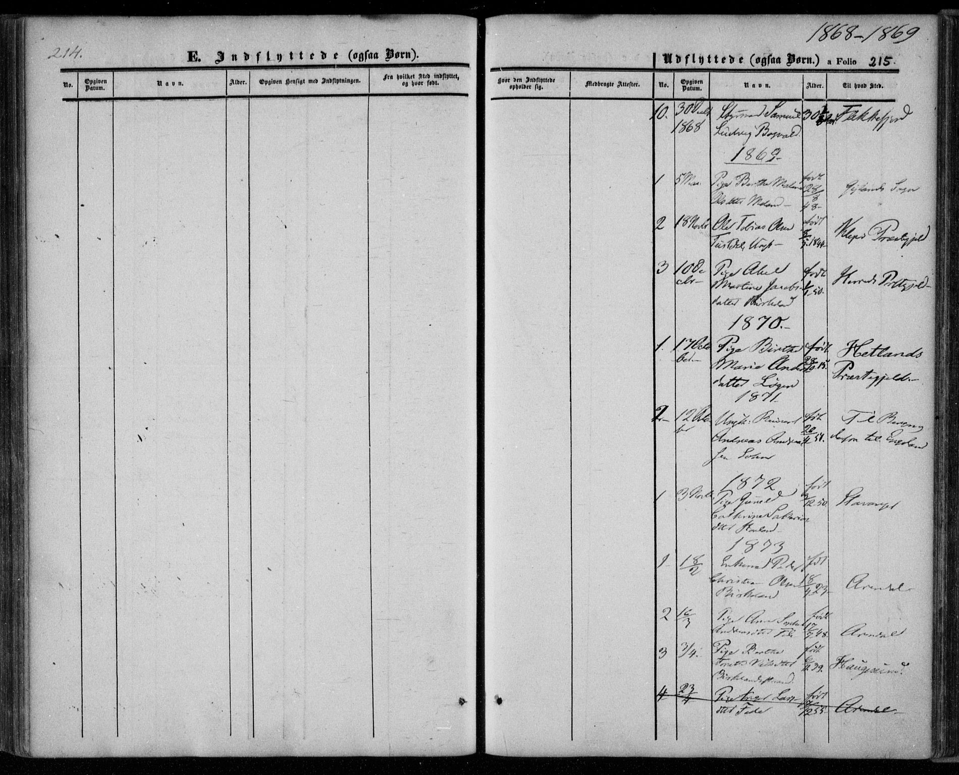 Kvinesdal sokneprestkontor, AV/SAK-1111-0026/F/Fa/Faa/L0002: Parish register (official) no. A 2, 1850-1876, p. 215