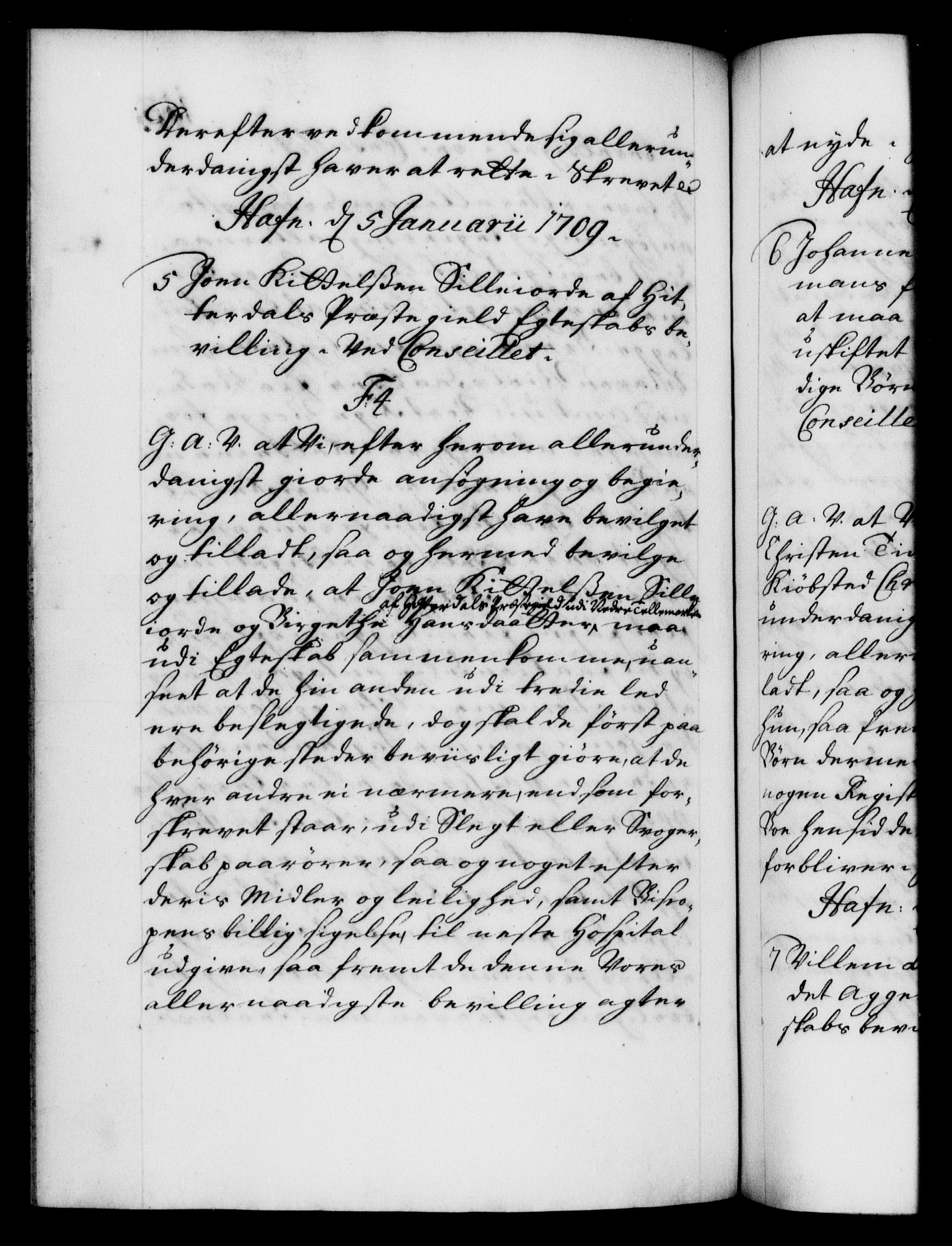 Danske Kanselli 1572-1799, RA/EA-3023/F/Fc/Fca/Fcaa/L0020: Norske registre, 1708-1711, p. 153b