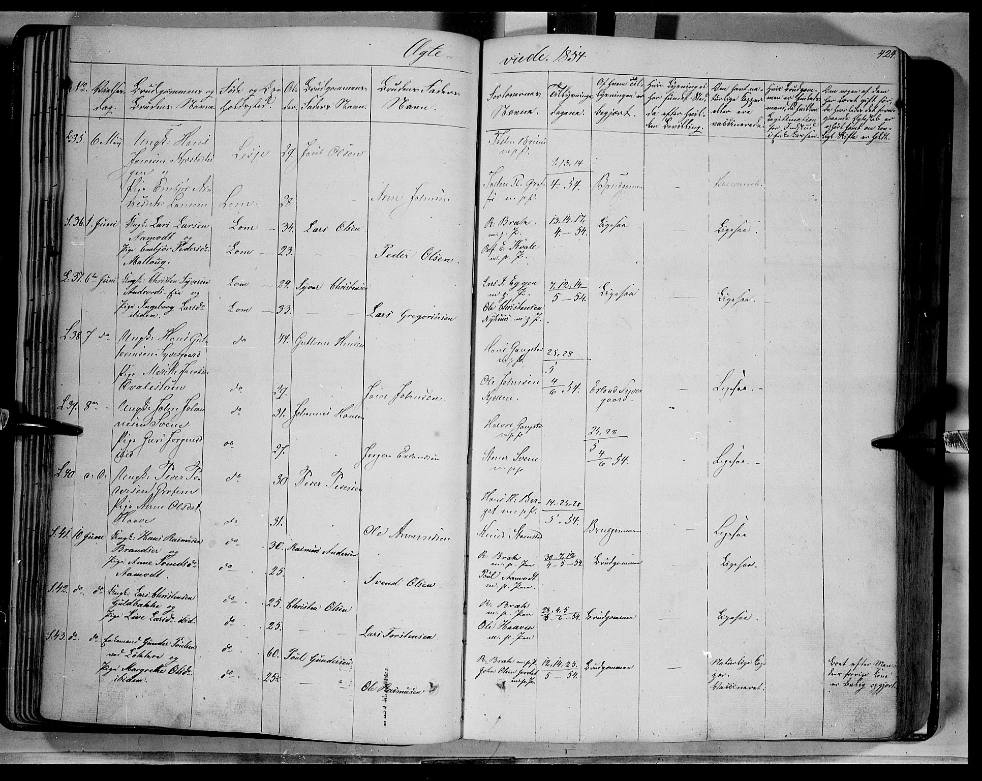 Lom prestekontor, AV/SAH-PREST-070/K/L0006: Parish register (official) no. 6B, 1837-1863, p. 424