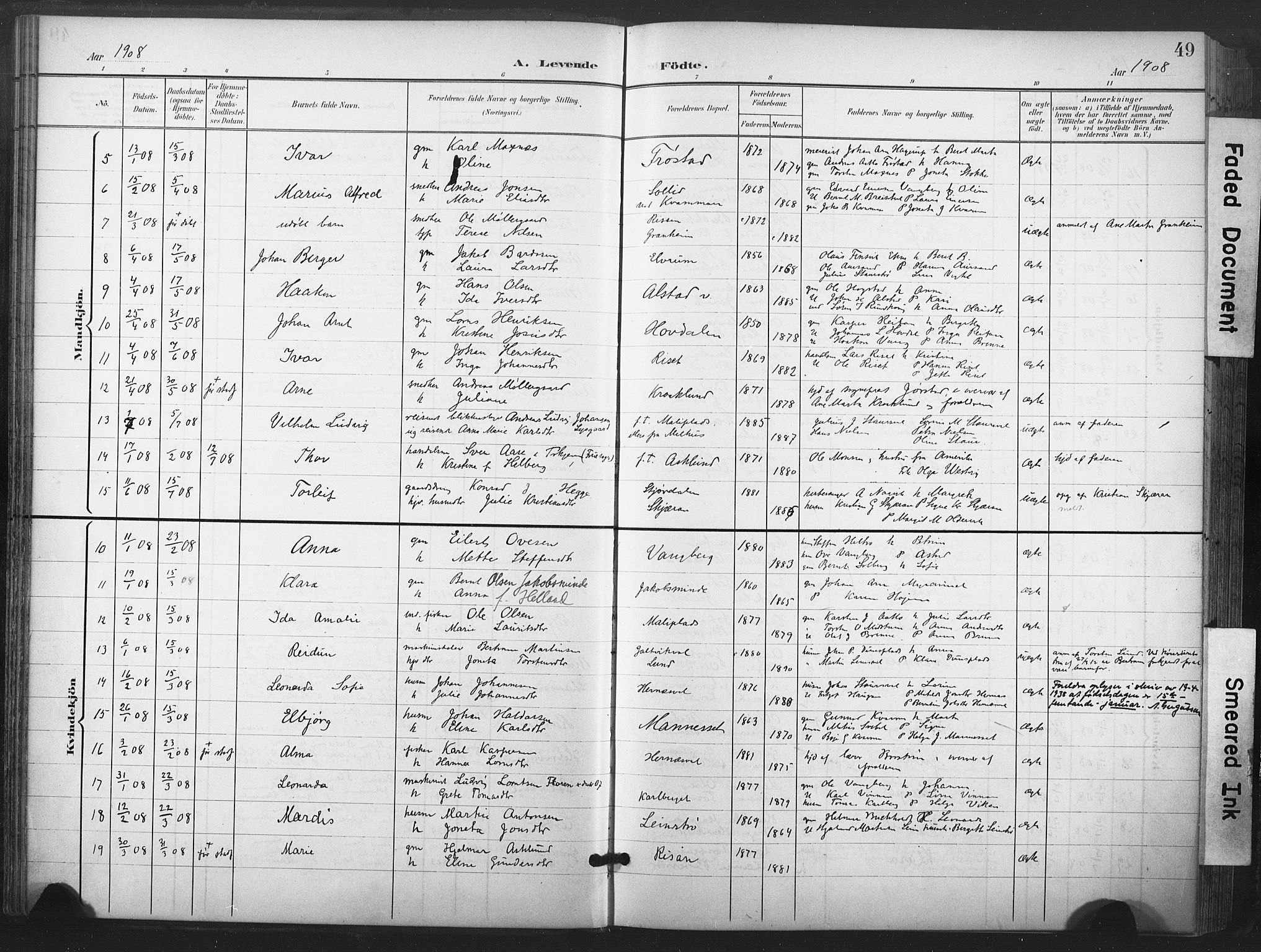Ministerialprotokoller, klokkerbøker og fødselsregistre - Nord-Trøndelag, SAT/A-1458/713/L0122: Parish register (official) no. 713A11, 1899-1910, p. 49