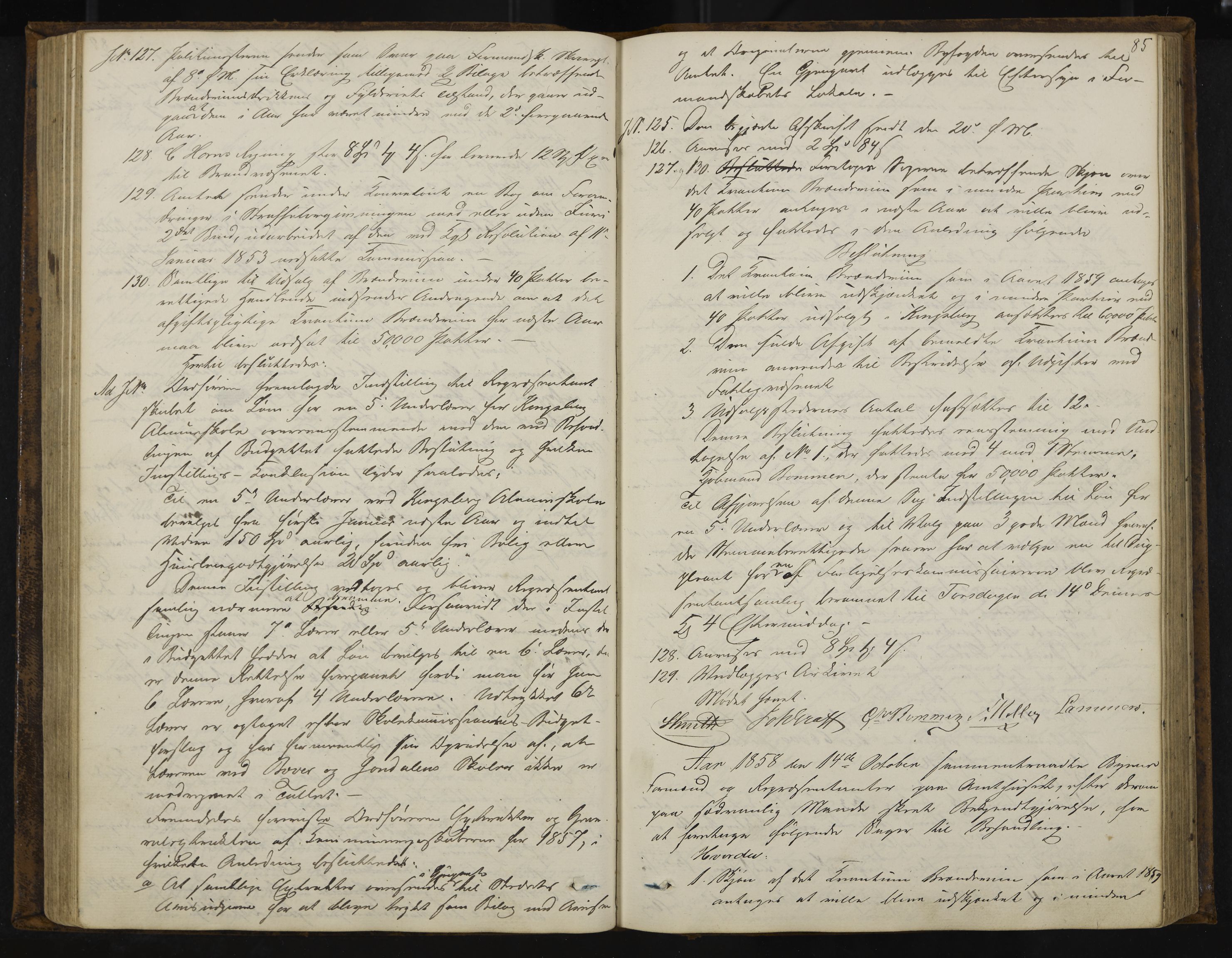 Kongsberg formannskap og sentraladministrasjon, IKAK/0604021-1/A/L0003: Møtebok med register, 1856-1861, p. 85