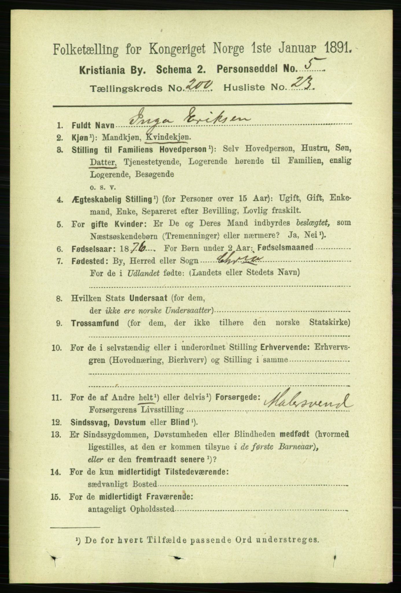 RA, 1891 census for 0301 Kristiania, 1891, p. 120571