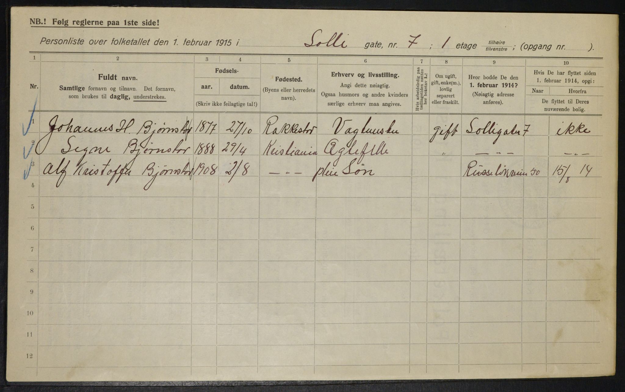 OBA, Municipal Census 1915 for Kristiania, 1915, p. 99560