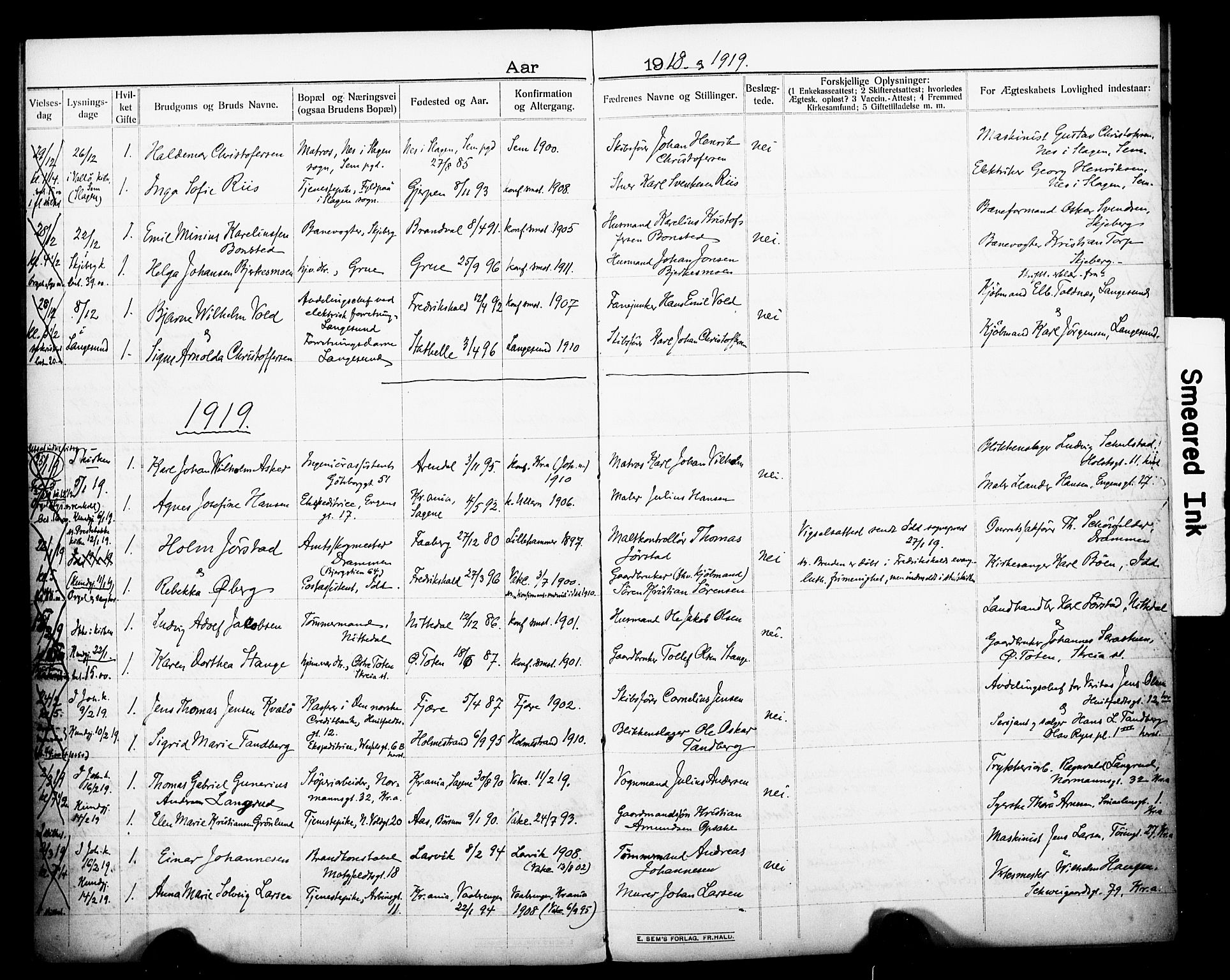 Johannes prestekontor Kirkebøker, SAO/A-10852/H/Ha/L0005: Banns register no. 5, 1912-1930