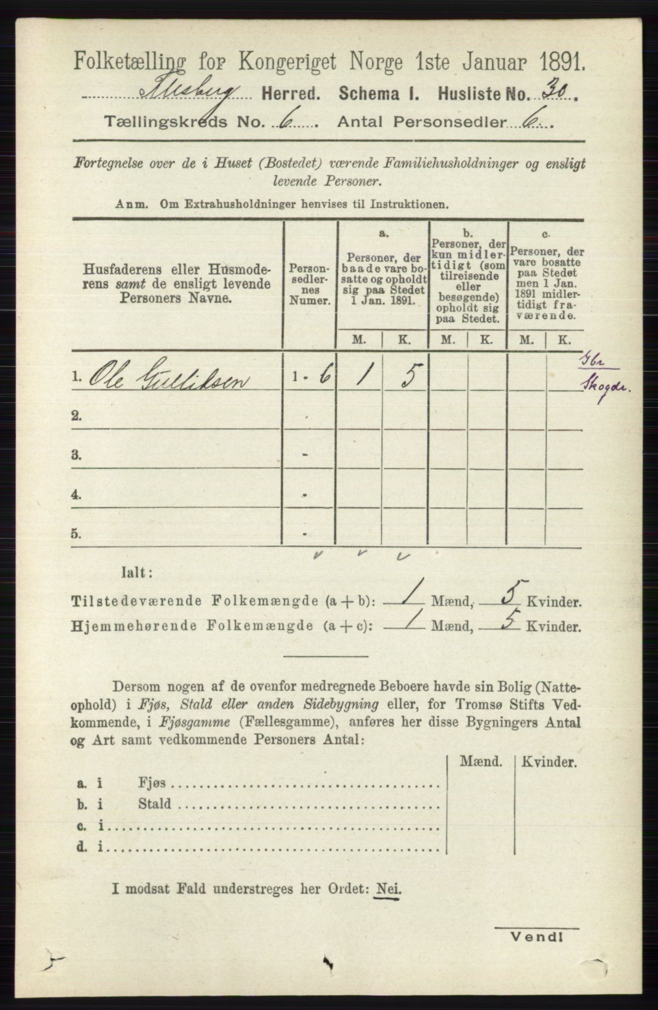 RA, 1891 census for 0631 Flesberg, 1891, p. 950