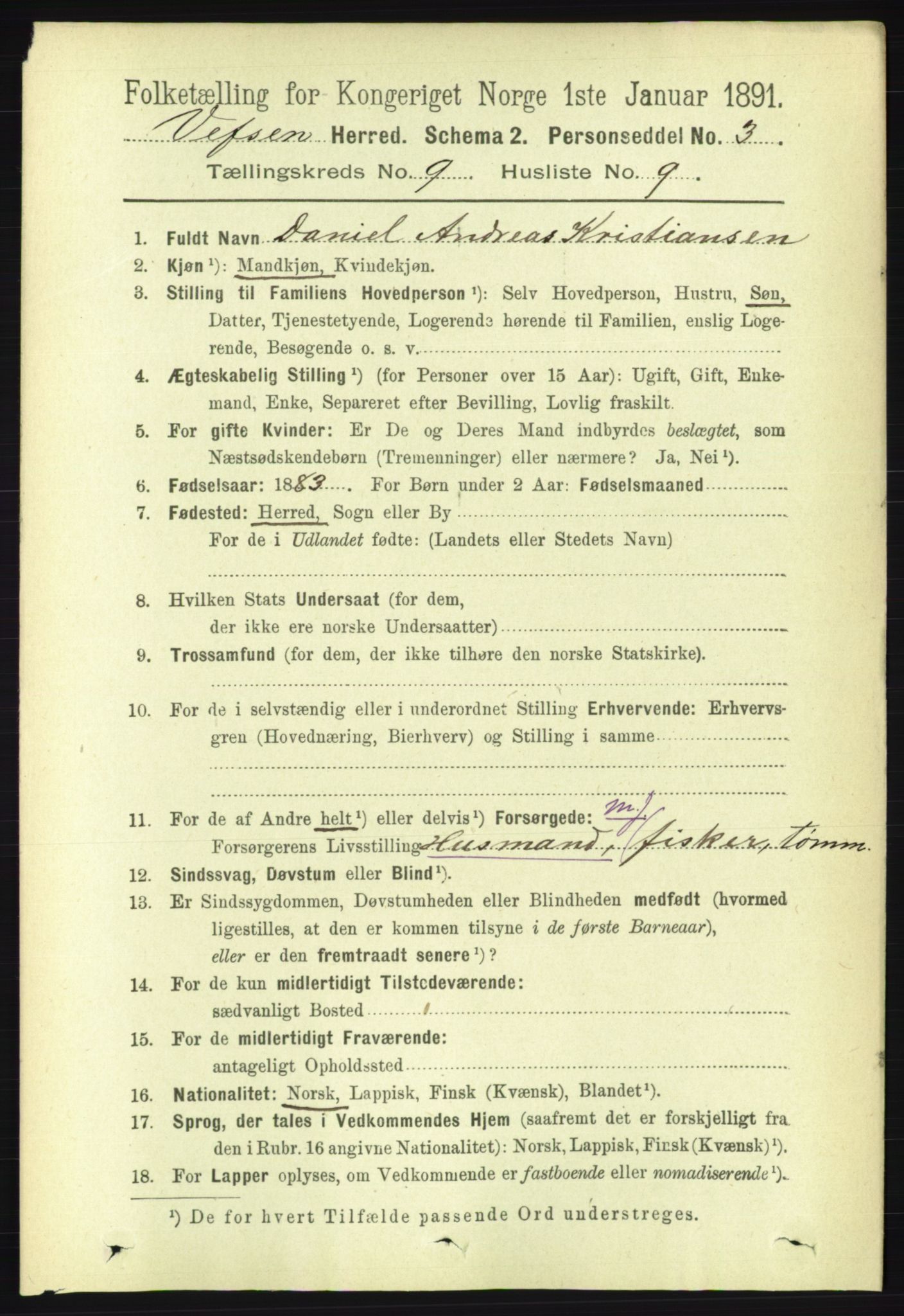 RA, 1891 census for 1824 Vefsn, 1891, p. 4752