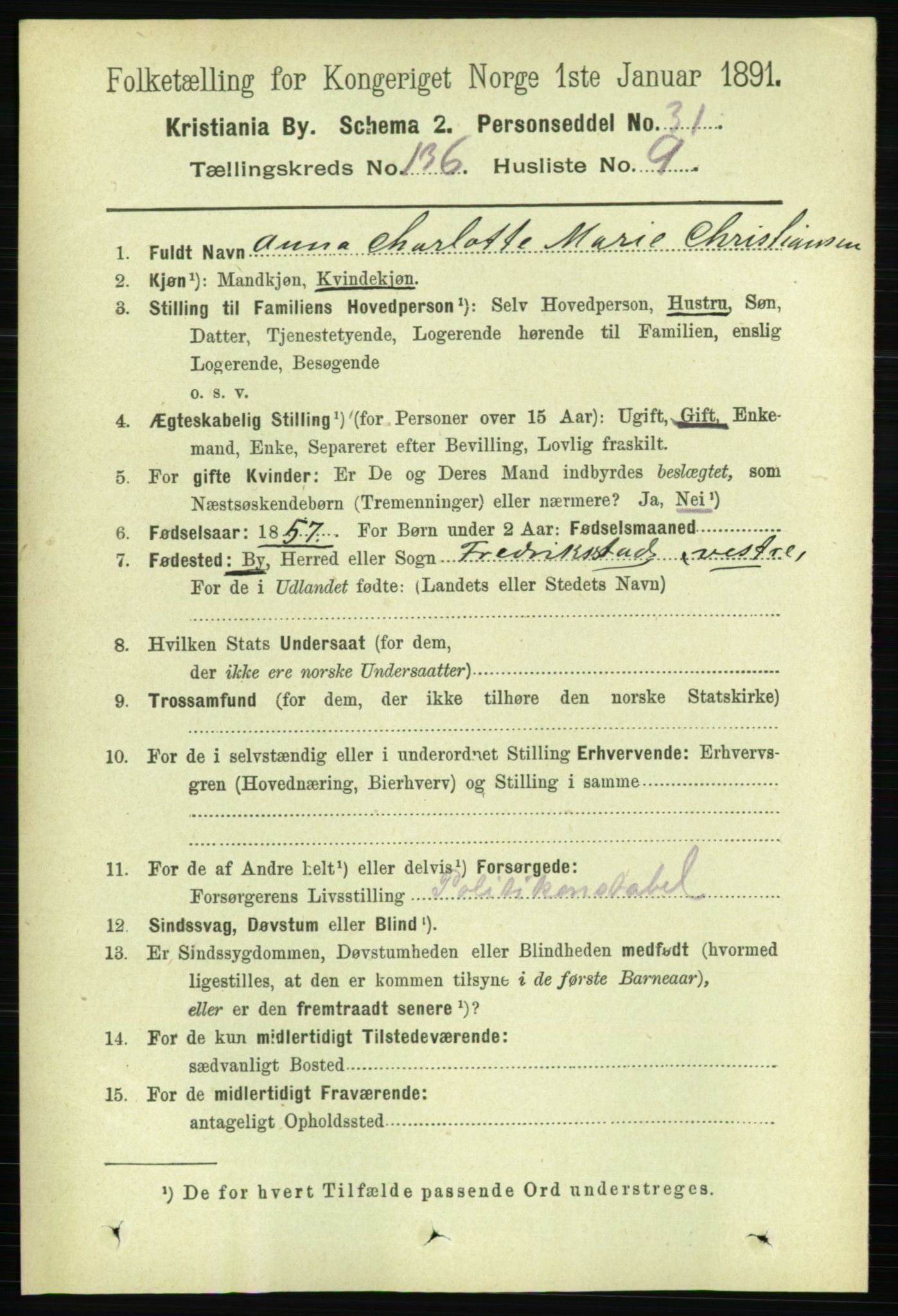 RA, 1891 census for 0301 Kristiania, 1891, p. 75501