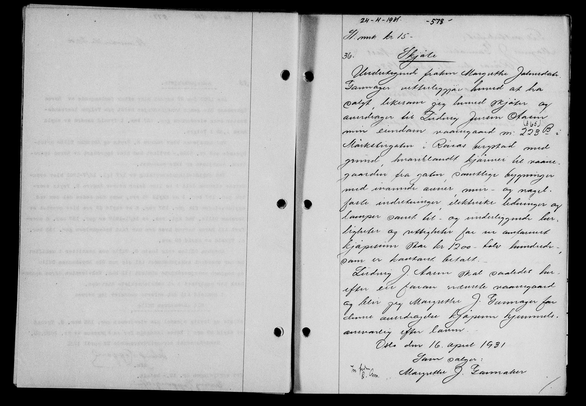 Gauldal sorenskriveri, SAT/A-0014/1/2/2C/L0041: Mortgage book no. 42-43, 1930-1931, Deed date: 24.04.1931