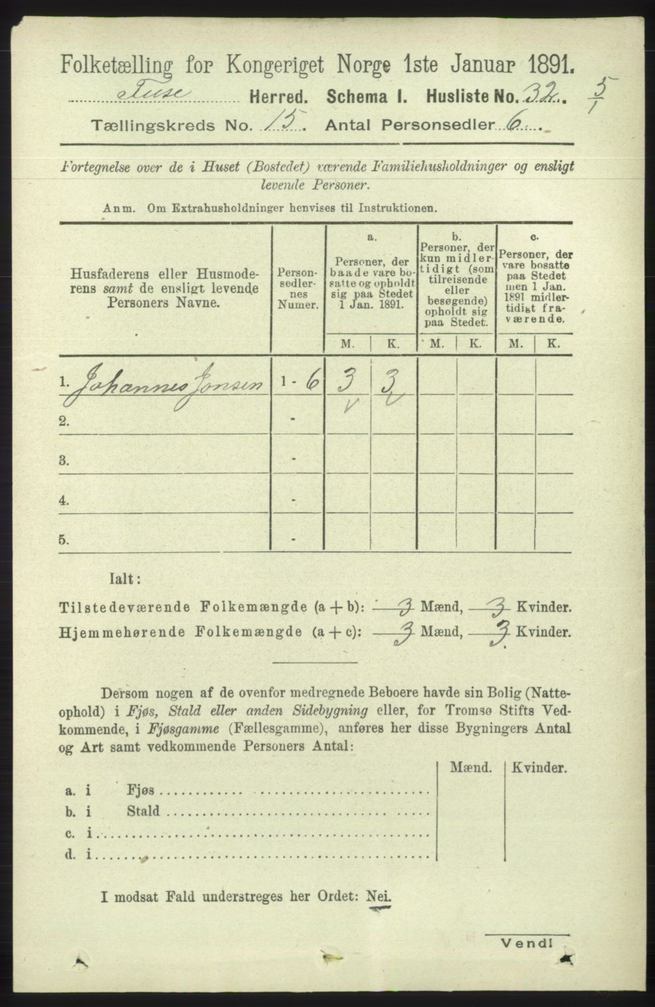 RA, 1891 census for 1241 Fusa, 1891, p. 3392
