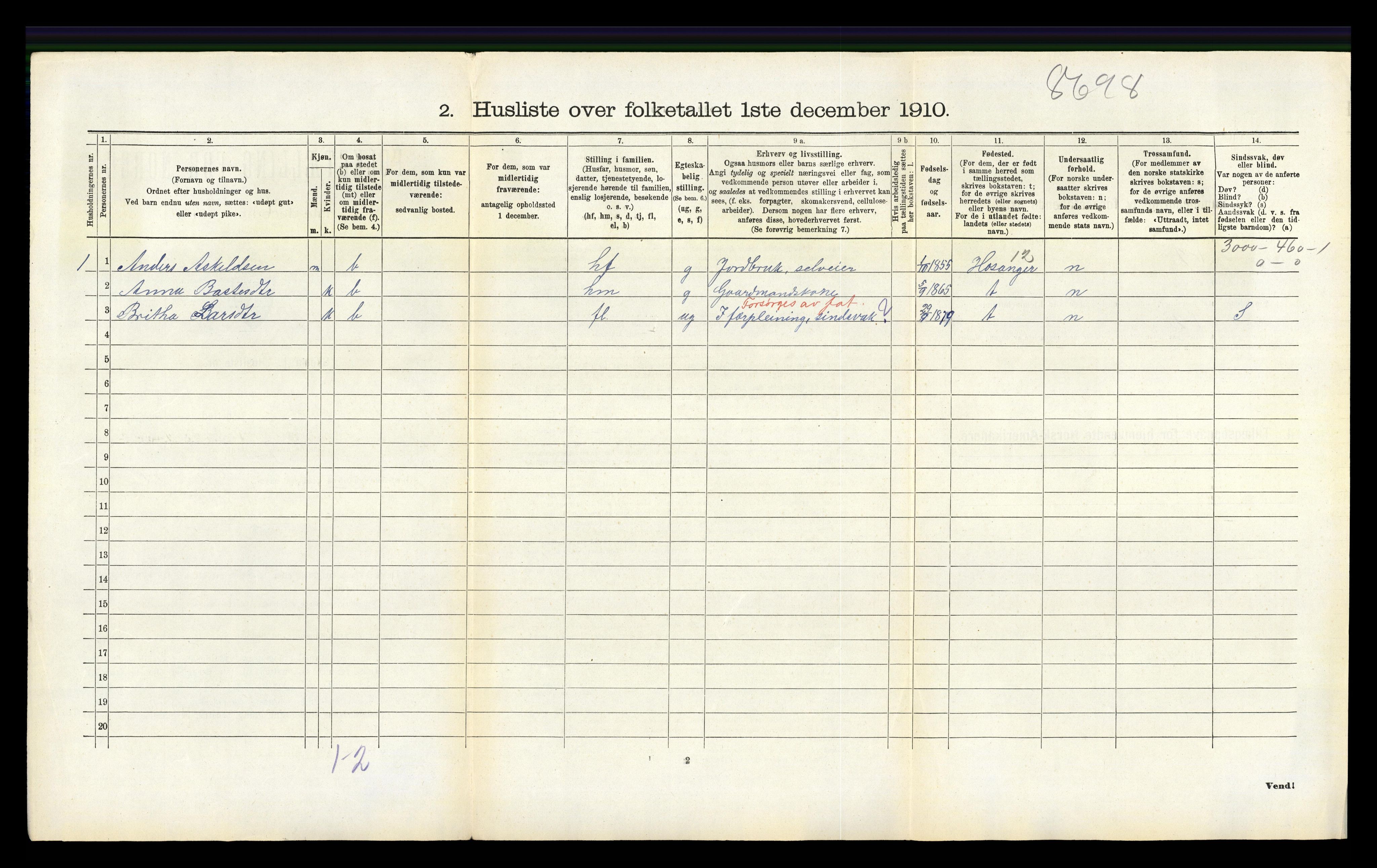 RA, 1910 census for Hamre, 1910, p. 151