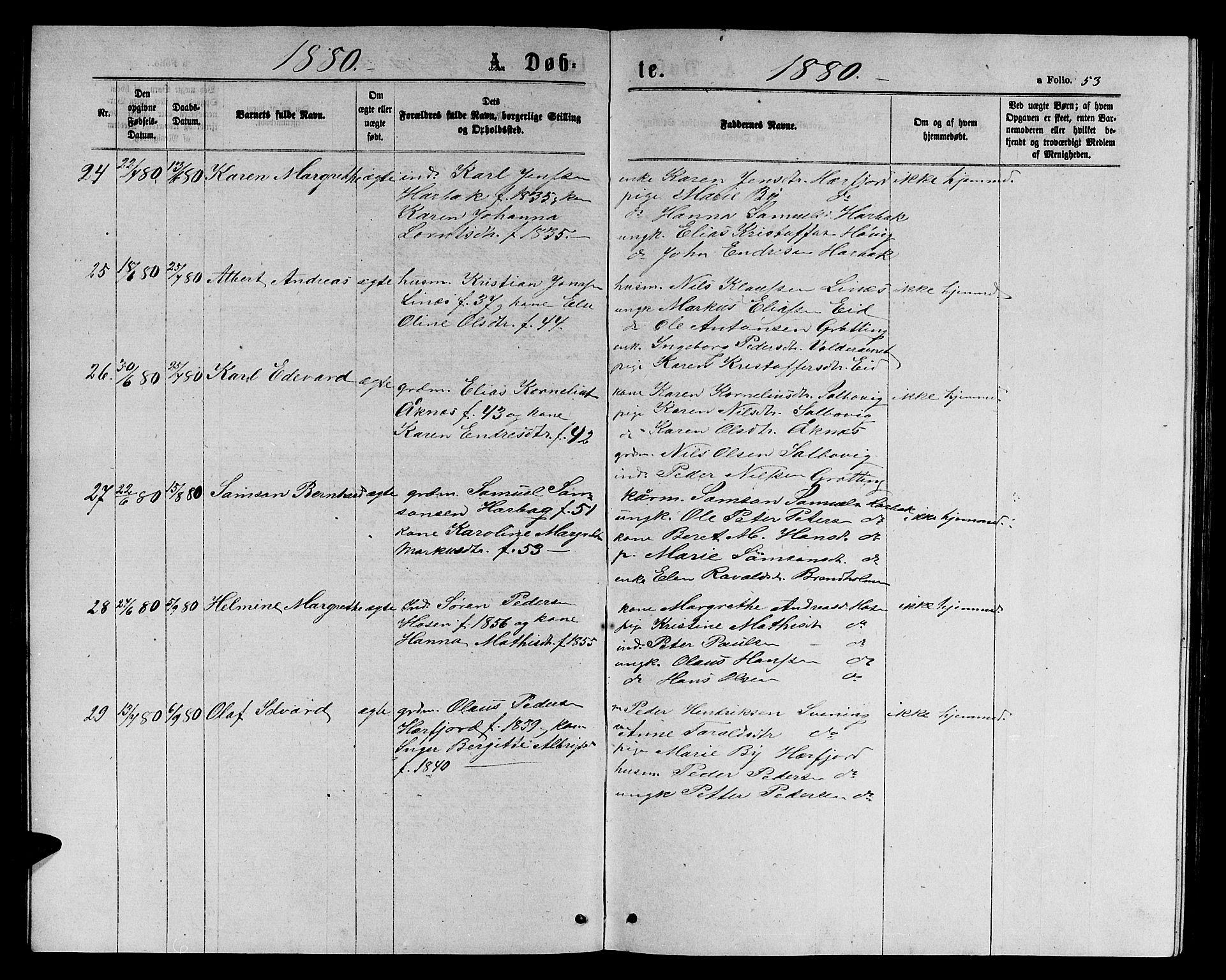 Ministerialprotokoller, klokkerbøker og fødselsregistre - Sør-Trøndelag, SAT/A-1456/656/L0695: Parish register (copy) no. 656C01, 1867-1889, p. 53