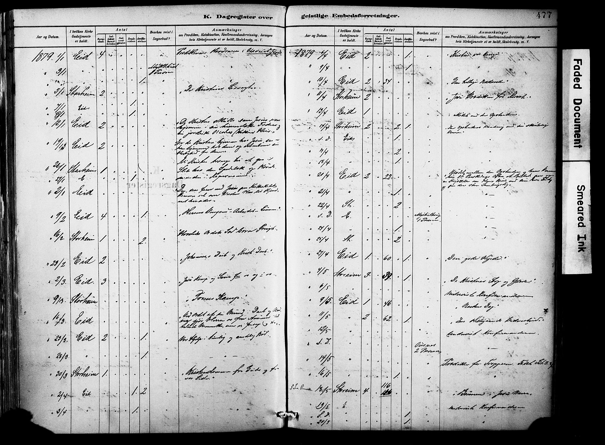 Eid sokneprestembete, SAB/A-82301/H/Haa/Haab/L0001: Parish register (official) no. B 1, 1879-1906, p. 477