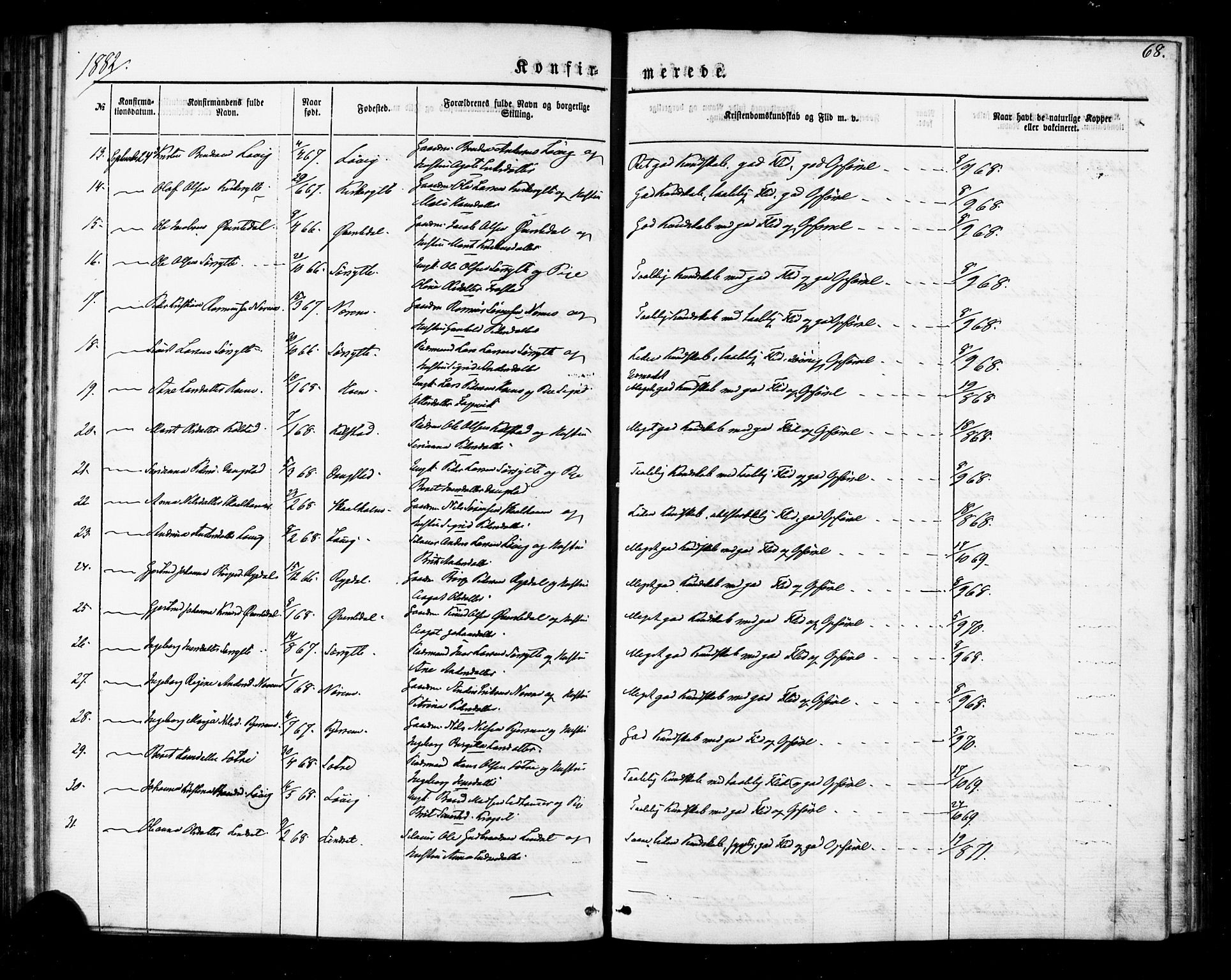 Ministerialprotokoller, klokkerbøker og fødselsregistre - Møre og Romsdal, AV/SAT-A-1454/541/L0545: Parish register (official) no. 541A02, 1872-1886, p. 68