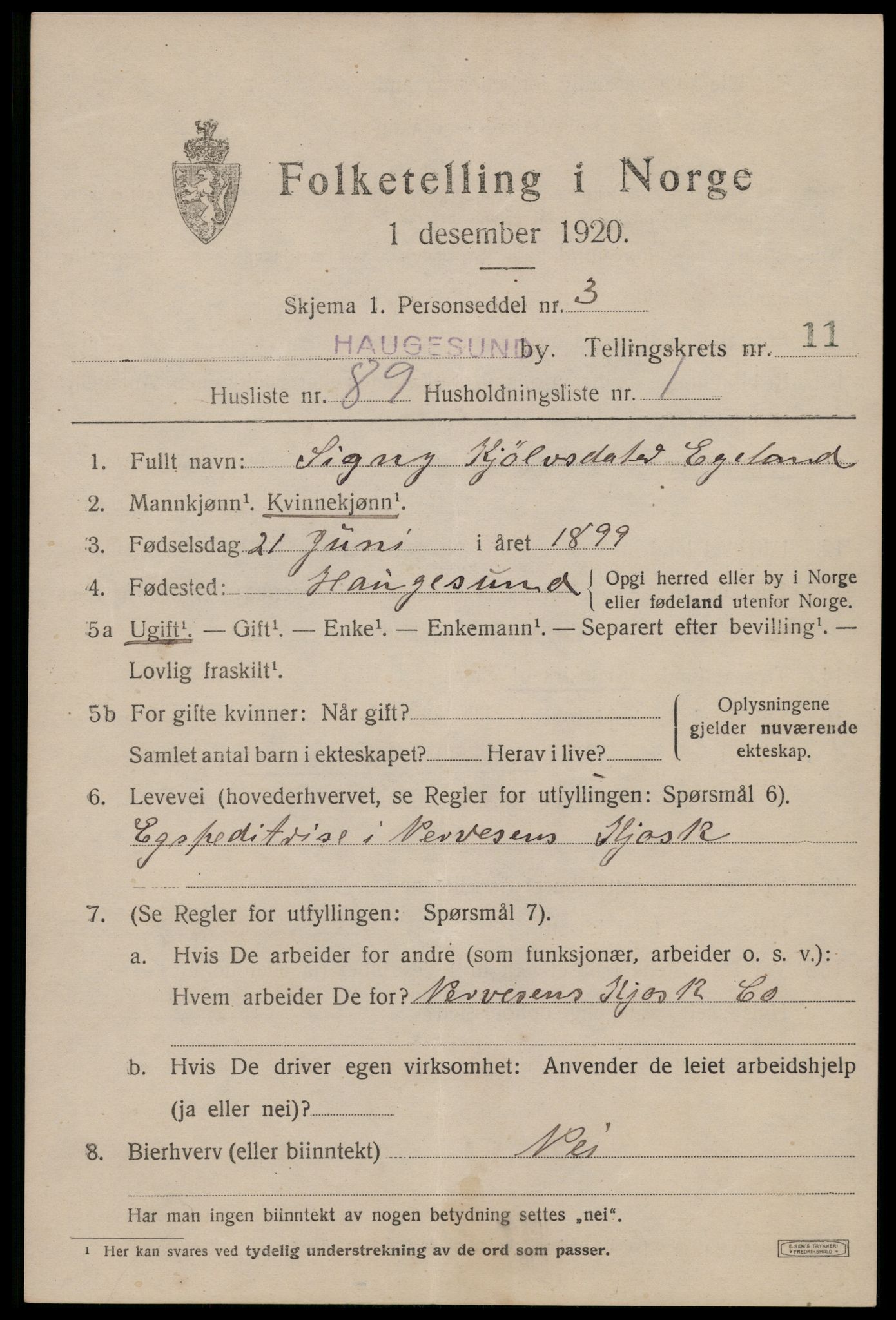 SAST, 1920 census for Haugesund, 1920, p. 37775