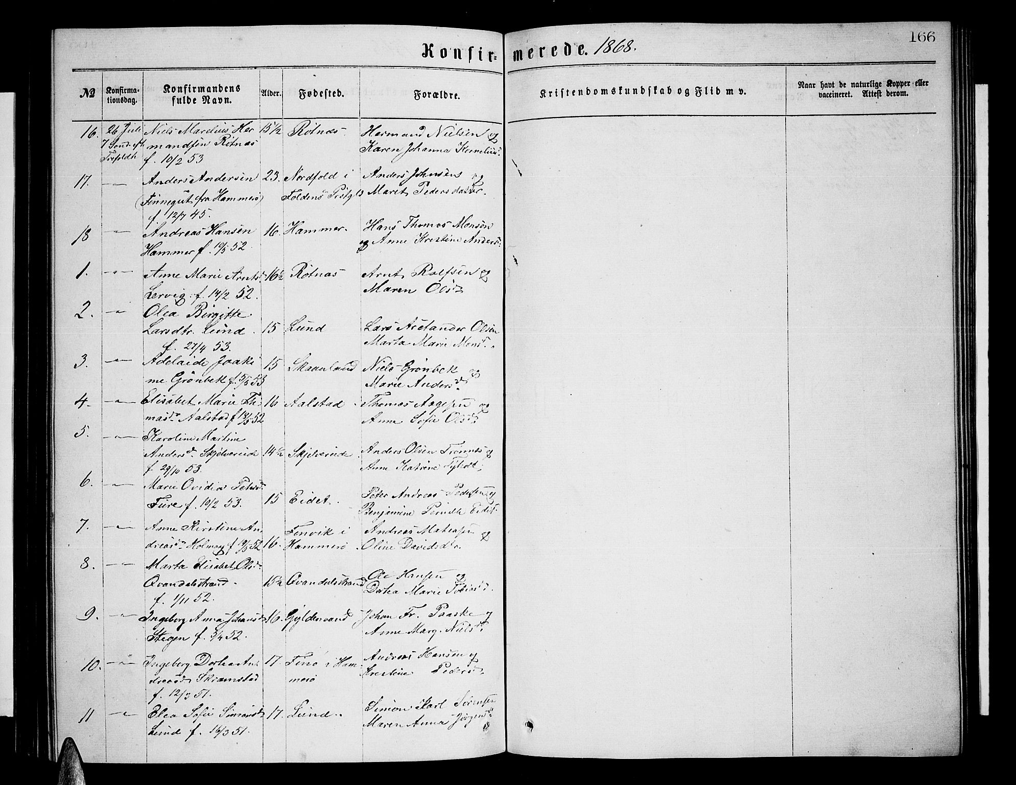 Ministerialprotokoller, klokkerbøker og fødselsregistre - Nordland, AV/SAT-A-1459/855/L0815: Parish register (copy) no. 855C04, 1865-1878, p. 166