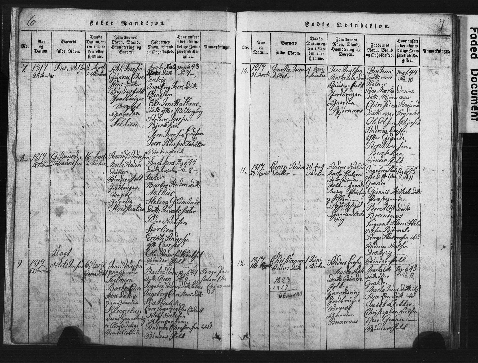Ministerialprotokoller, klokkerbøker og fødselsregistre - Nord-Trøndelag, SAT/A-1458/701/L0017: Parish register (copy) no. 701C01, 1817-1825, p. 6-7