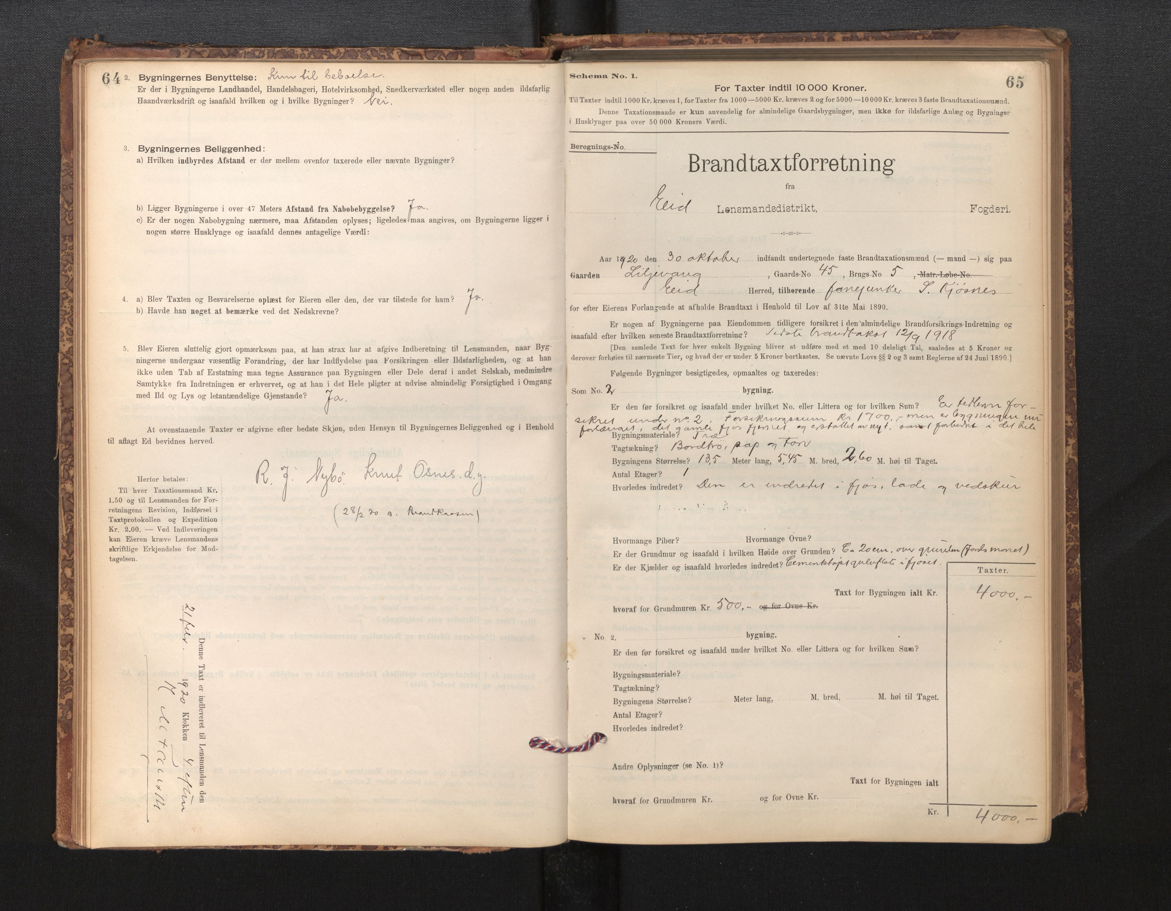 Lensmannen i Eid, AV/SAB-A-27001/0012/L0007: Branntakstprotokoll, skjematakst, 1896-1929, p. 64-65