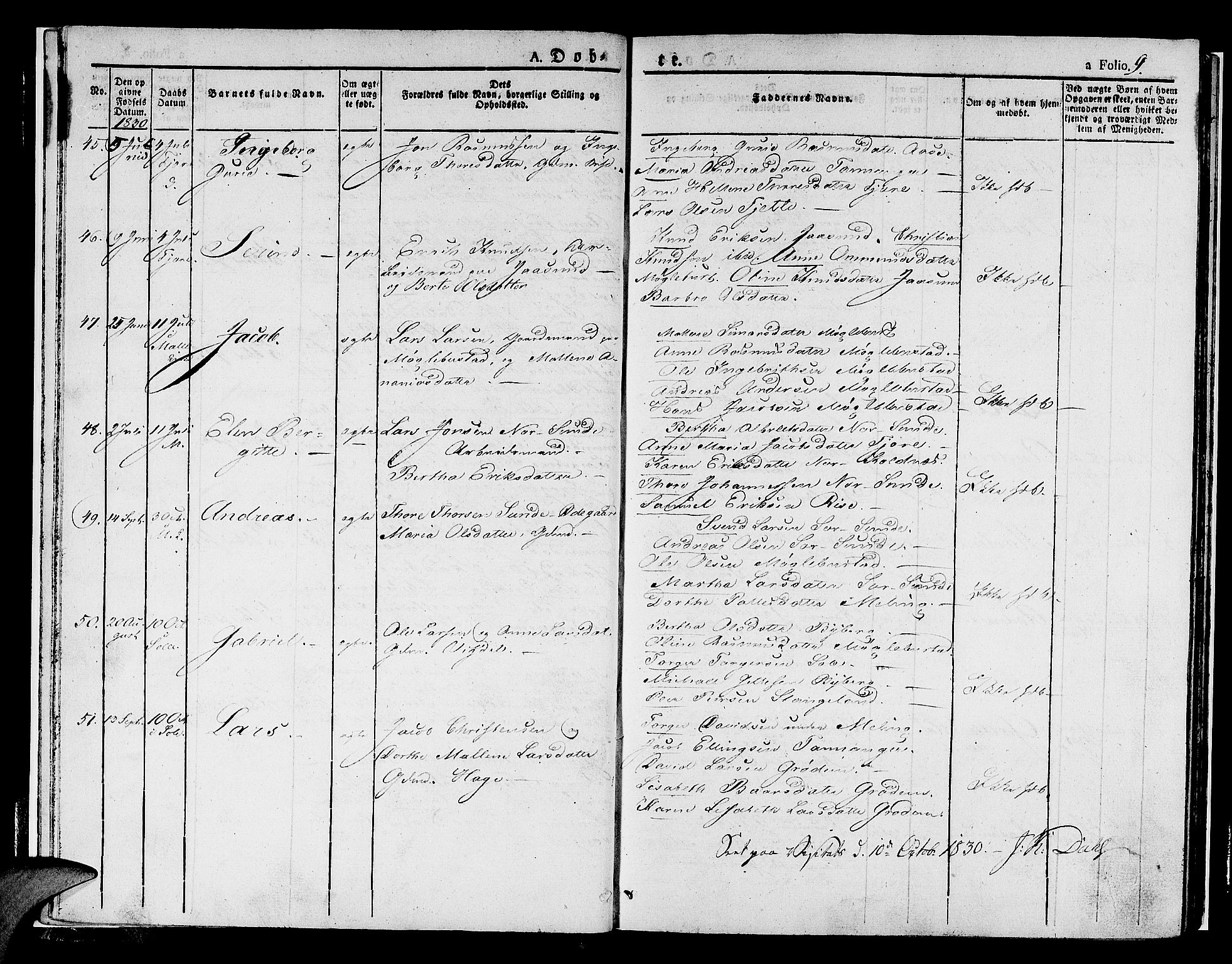 Håland sokneprestkontor, AV/SAST-A-101802/001/30BA/L0005: Parish register (official) no. A 5, 1829-1841, p. 9