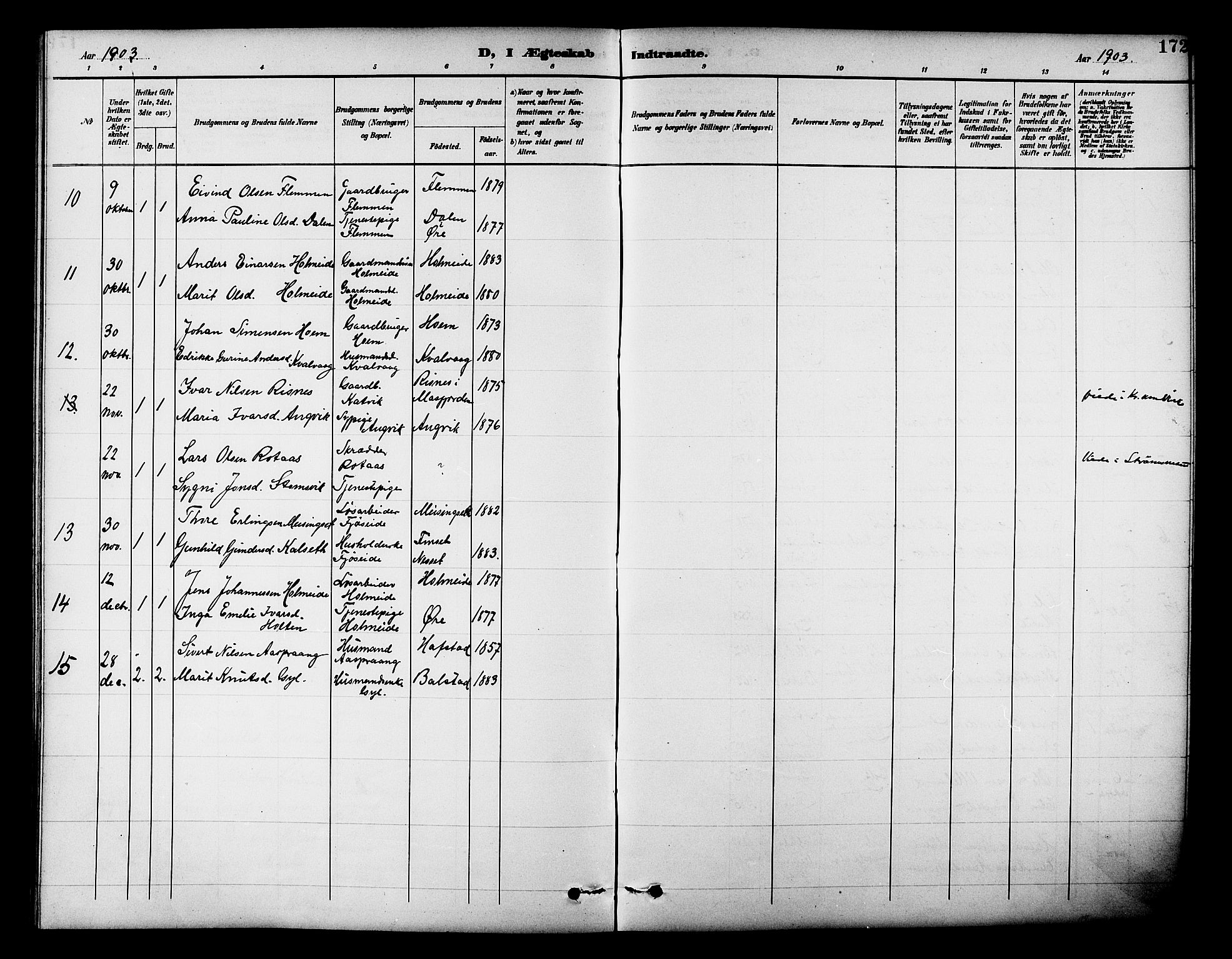 Ministerialprotokoller, klokkerbøker og fødselsregistre - Møre og Romsdal, AV/SAT-A-1454/586/L0992: Parish register (copy) no. 586C03, 1892-1909, p. 172