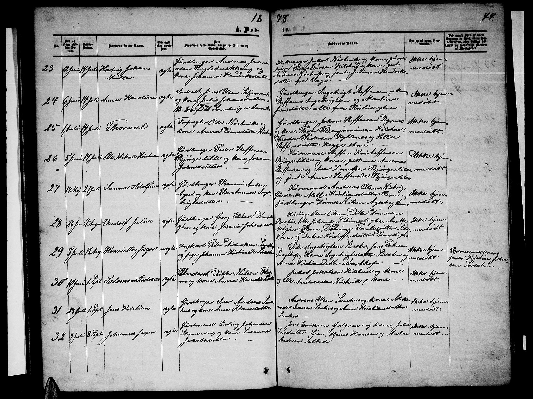 Ministerialprotokoller, klokkerbøker og fødselsregistre - Nordland, AV/SAT-A-1459/814/L0229: Parish register (copy) no. 814C02, 1859-1883, p. 44