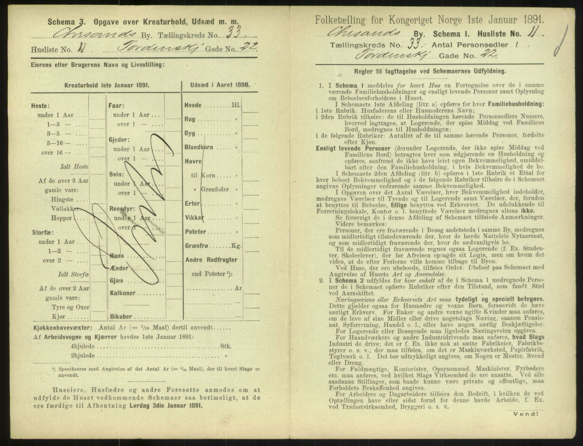 RA, 1891 census for 1001 Kristiansand, 1891, p. 1798