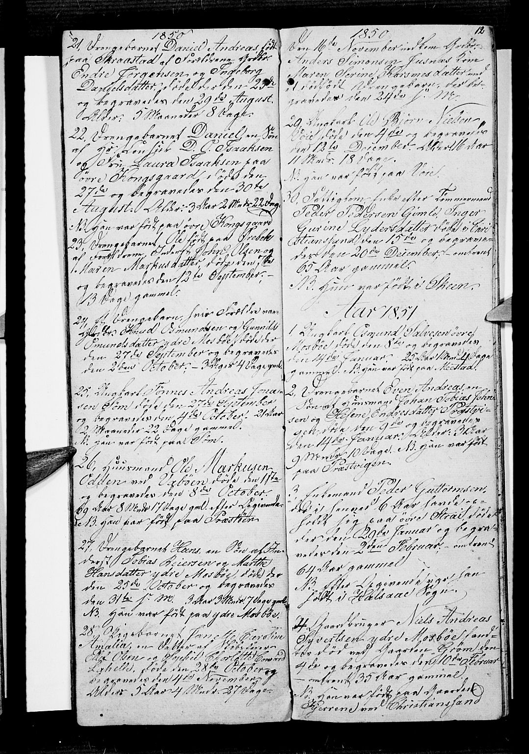 Oddernes sokneprestkontor, AV/SAK-1111-0033/F/Fb/Fba/L0005: Parish register (copy) no. B 5, 1846-1859, p. 12