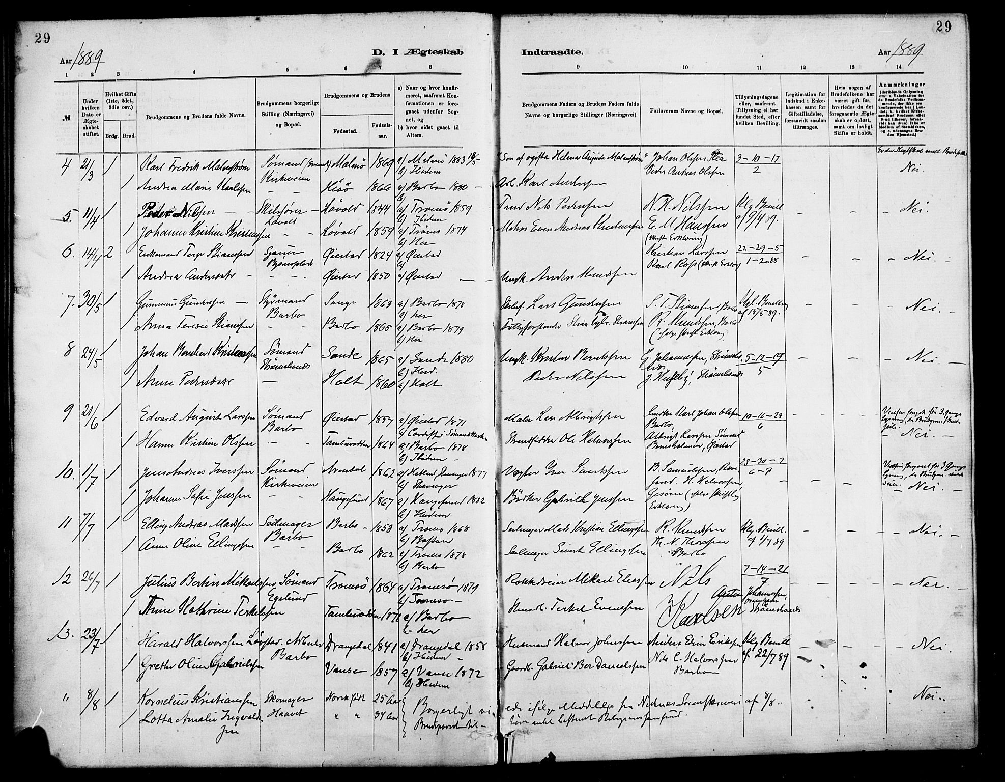 Barbu sokneprestkontor, AV/SAK-1111-0003/F/Fa/L0003: Parish register (official) no. A 3, 1883-1898, p. 29